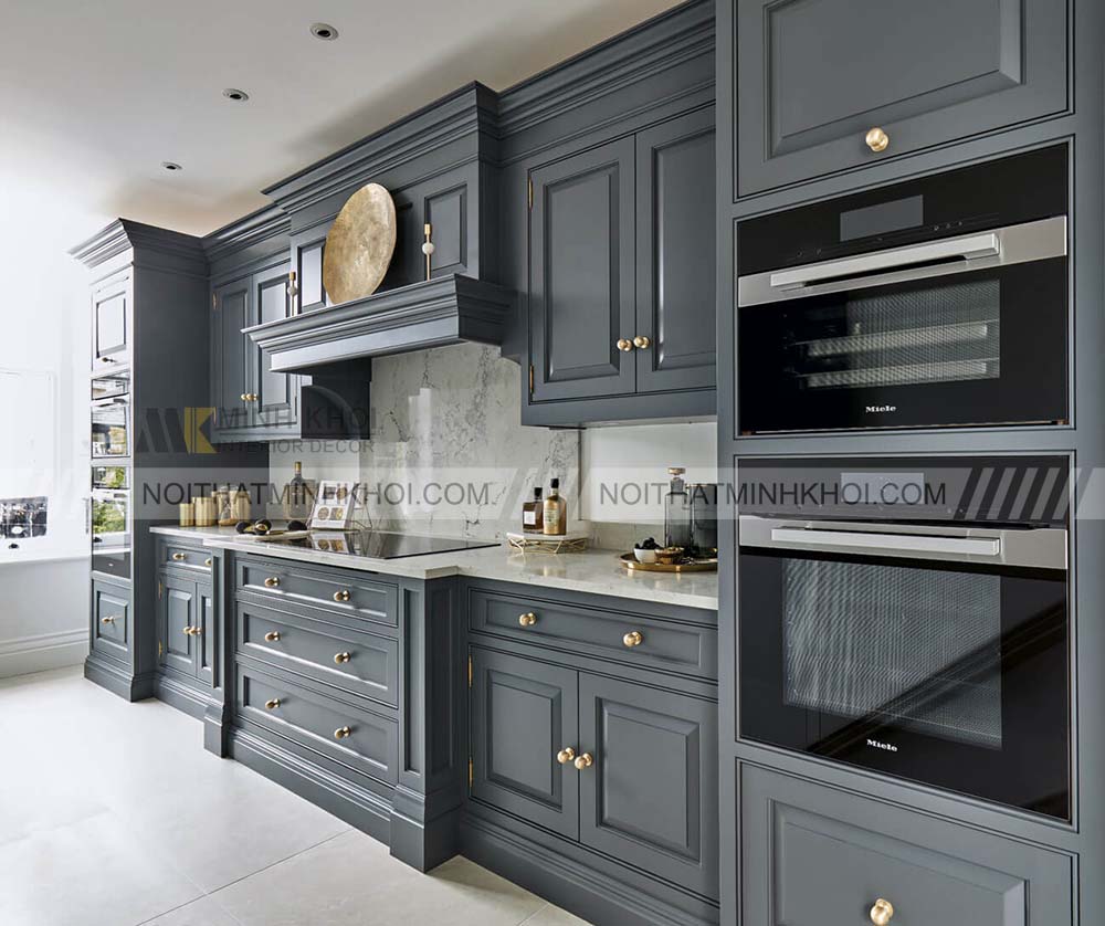Tủ bếp màu xám đậm độc đáo