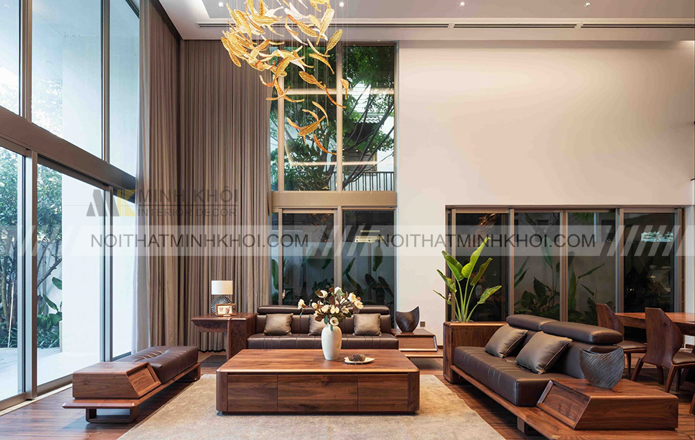 Xu hướng trang trí nội thất sofa gỗ óc chó