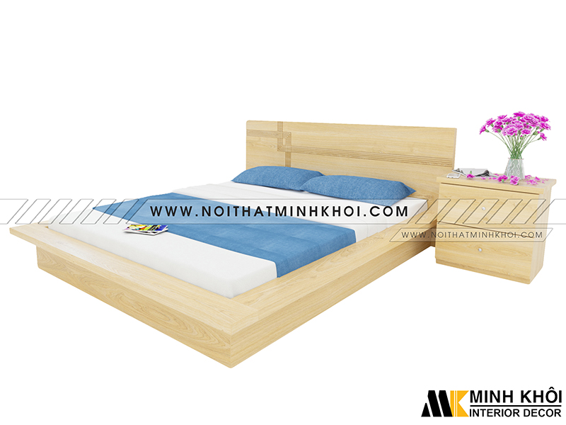 Giường ngủ kiểu nhật màu gỗ sồi