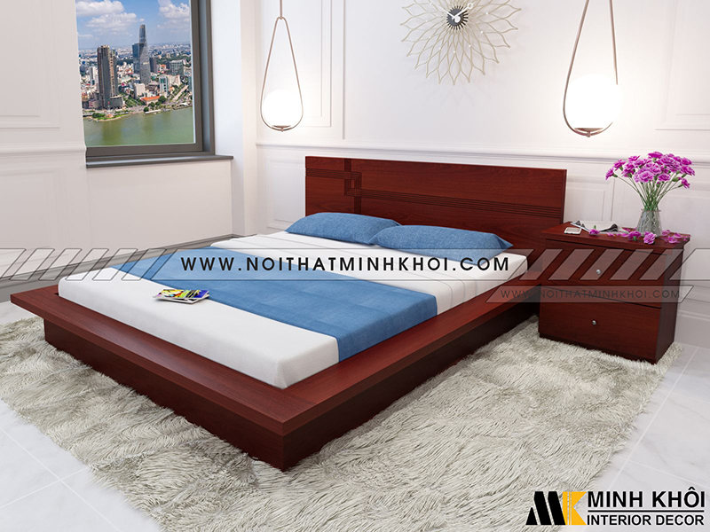 Giường ngủ hiện đại màu nâu cánh gián.