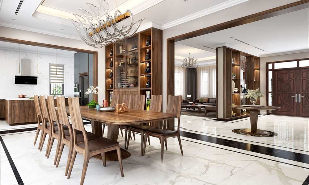 bàn ăn đẹp 10 ghế sang trọng