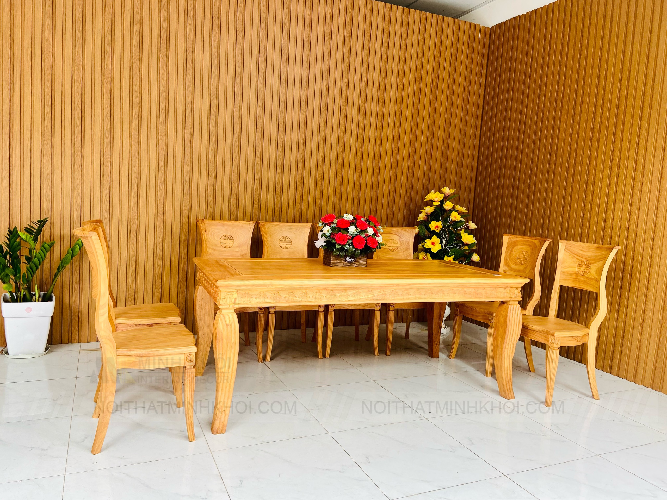 Bàn ăn 8 Ghế Gõ Đỏ - BA245