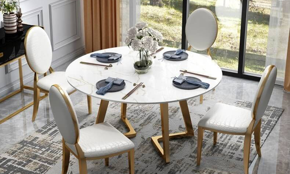 Bàn ăn bọc da thiết kế độc đáo