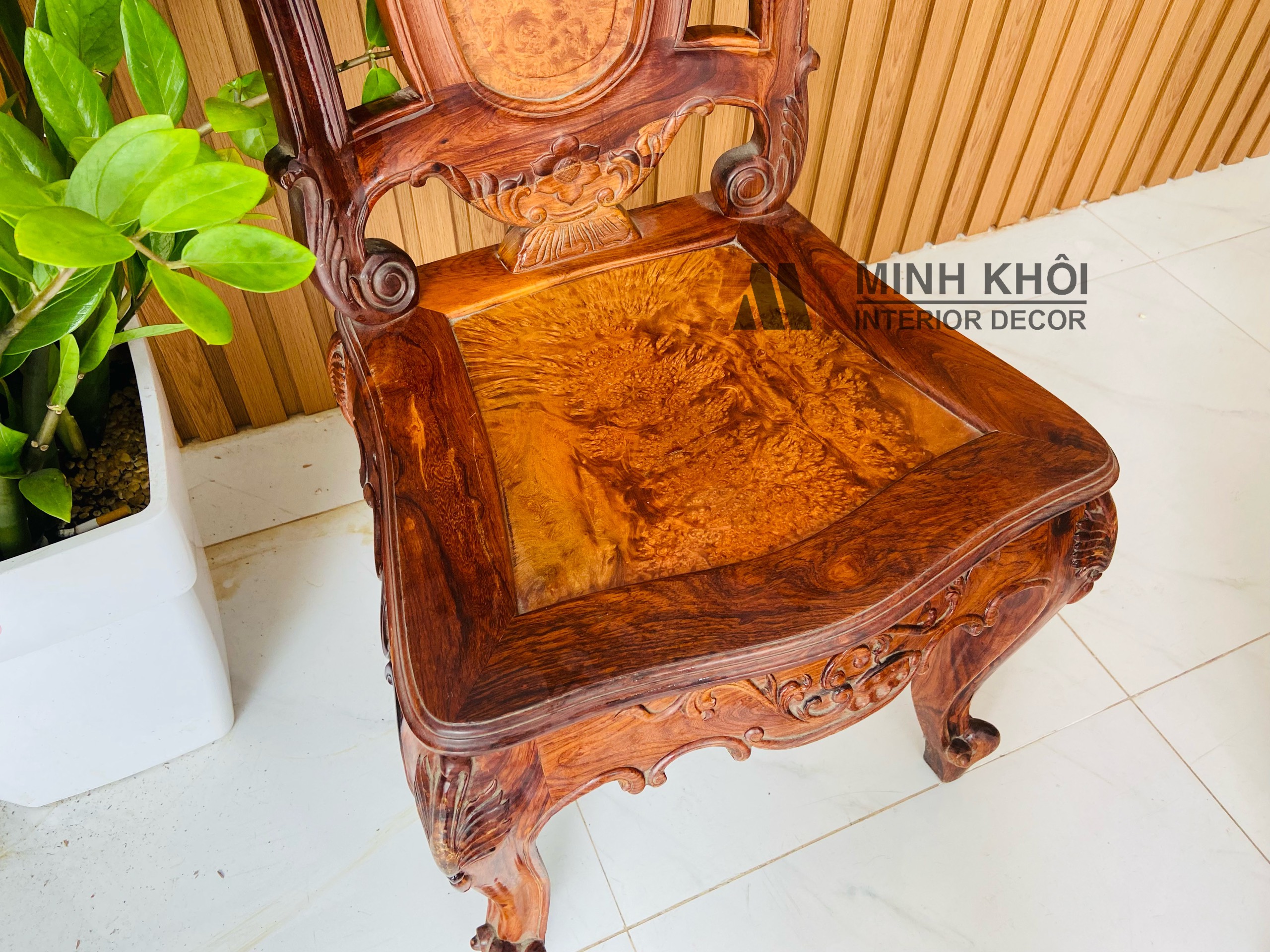 Bàn Ăn Cẩm Lai Tròn 6 Ghế 1m45 - BA920