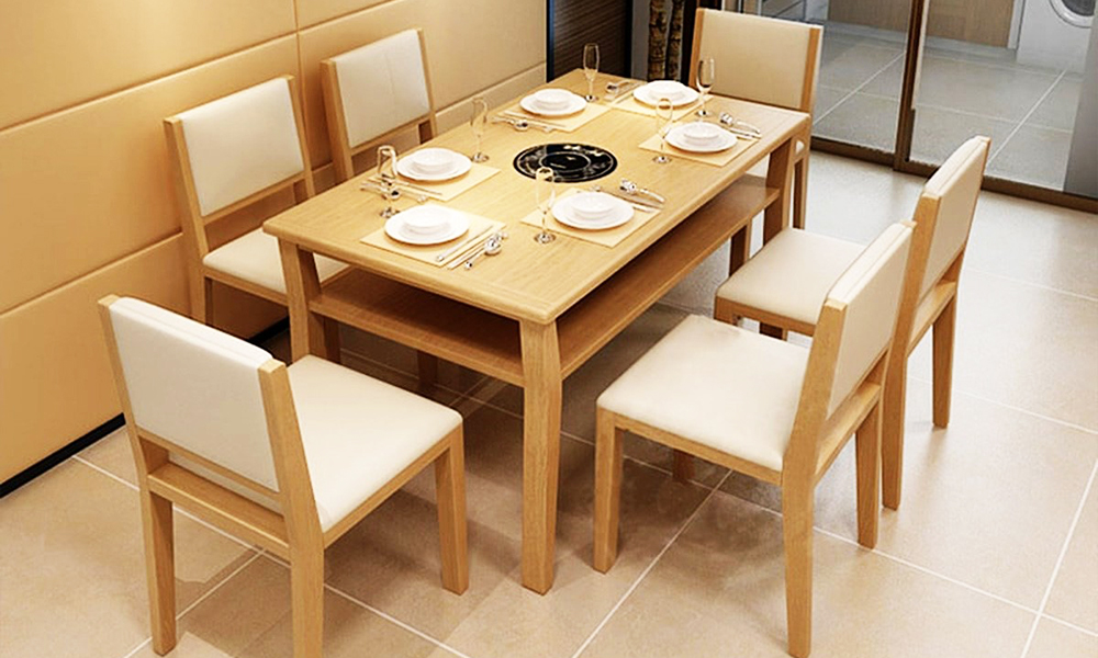 Bàn ăn gỗ 6 ghế cho phòng ăn hiện đại