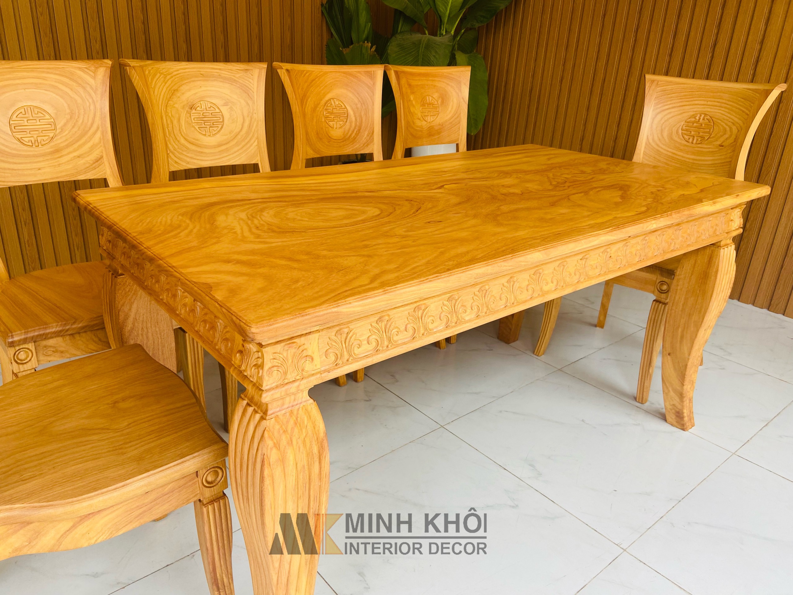 Bàn ăn gõ đỏ 6 ghế - BA1028