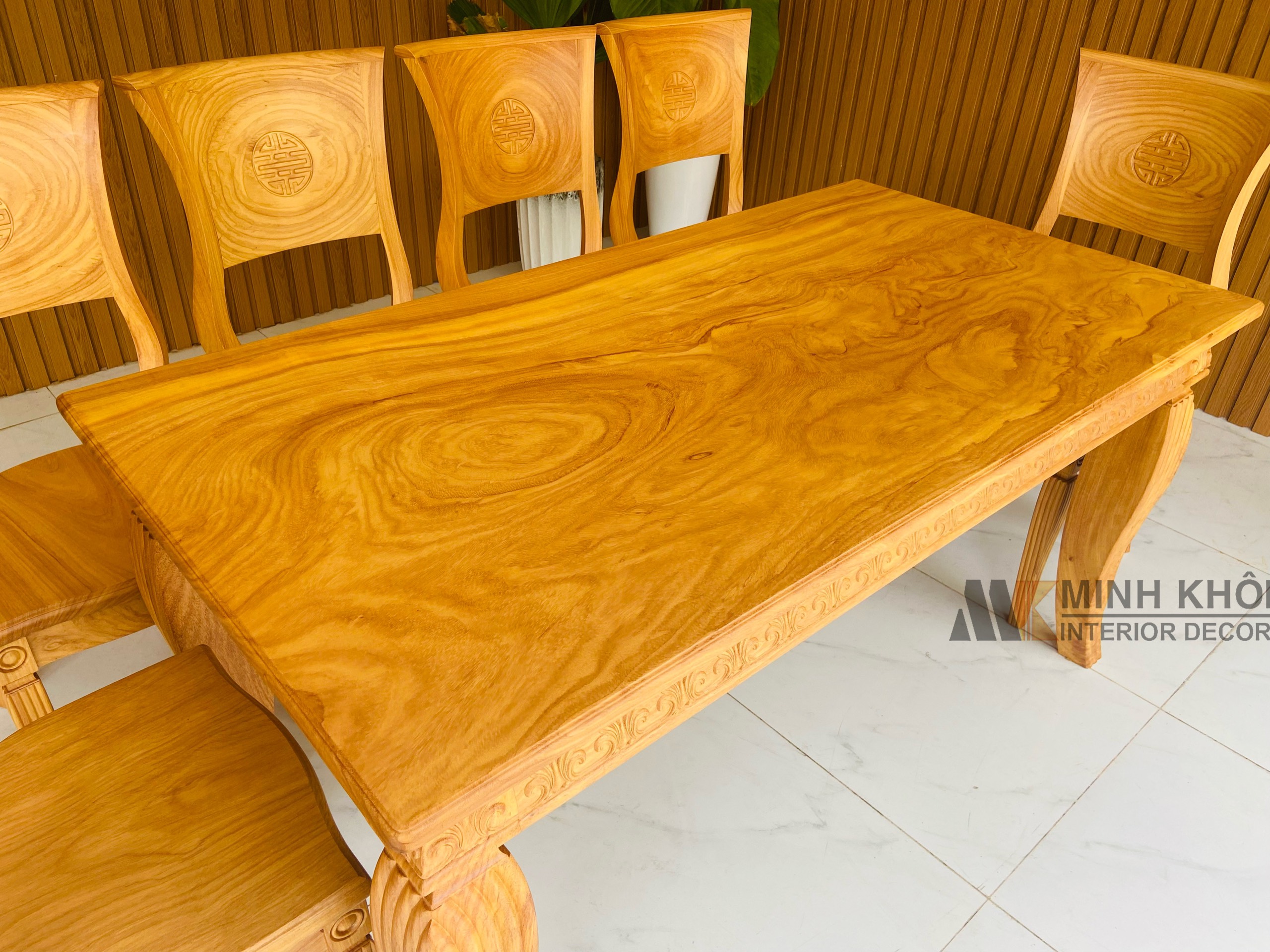 Bàn ăn gõ đỏ 6 ghế - BA1028