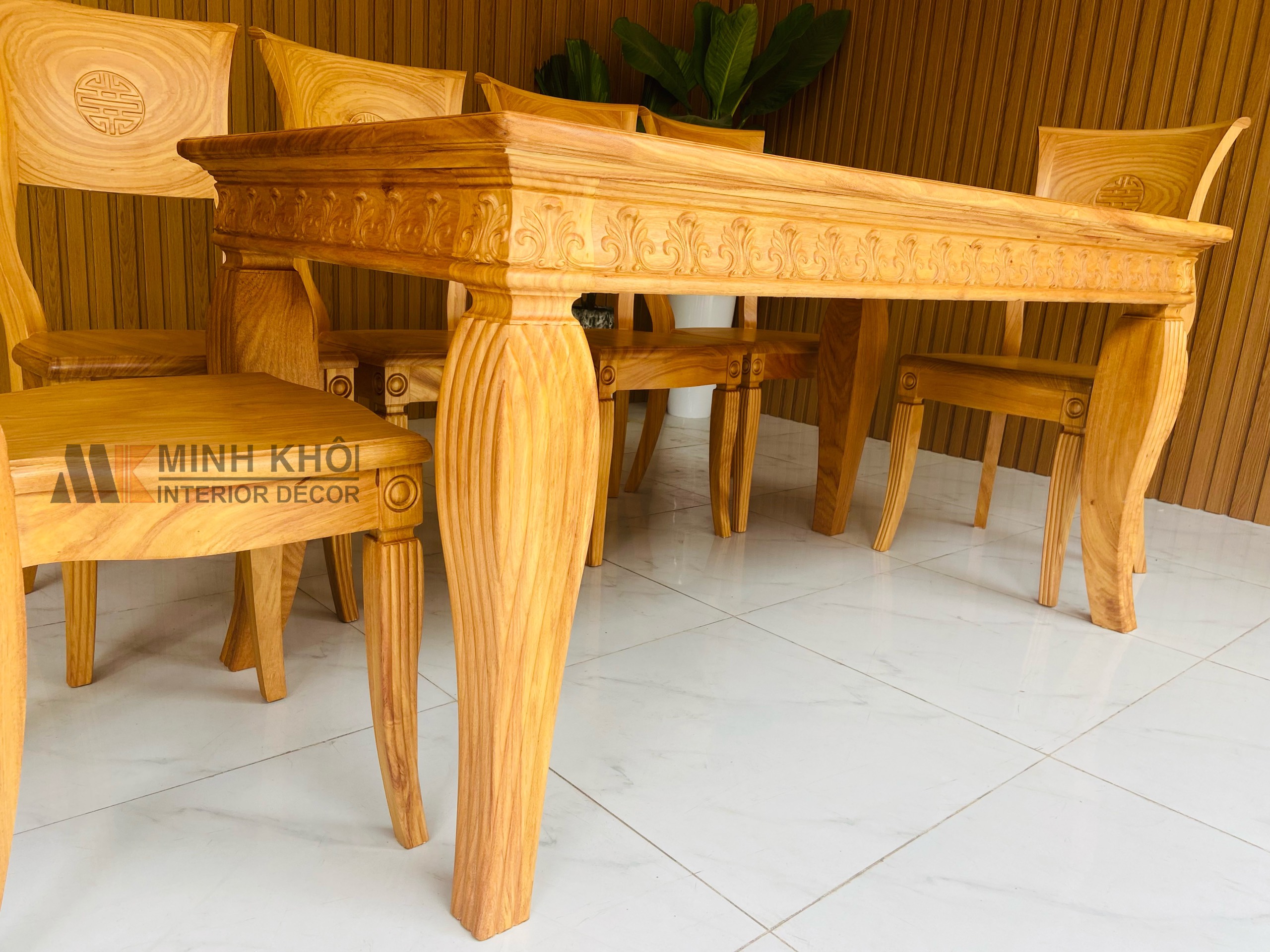 Bàn ăn gõ đỏ 6 ghế - BA1028