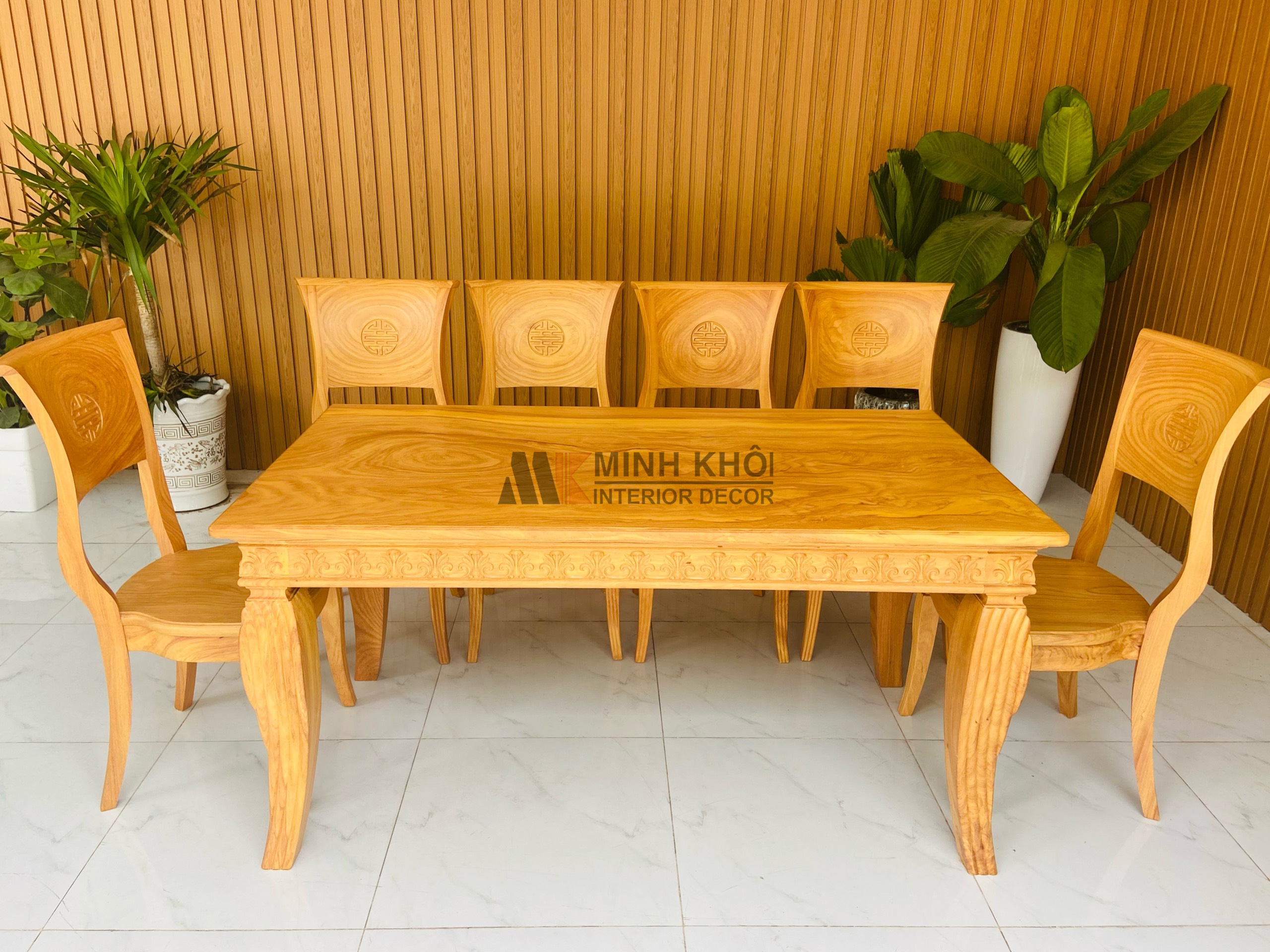 Bàn ăn gõ đỏ 6 ghế - BA1028