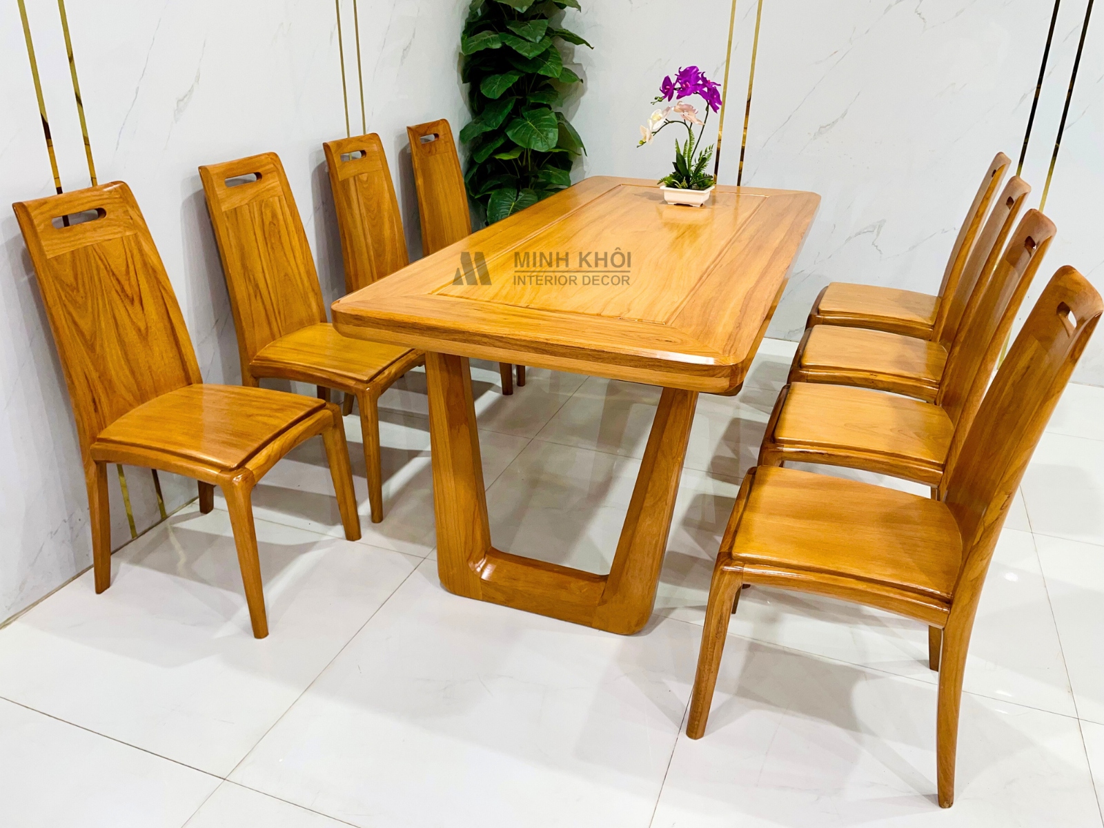 Bàn Ăn Gõ Đỏ Chân Chữ U 8 Ghế Cao Cấp - BA922