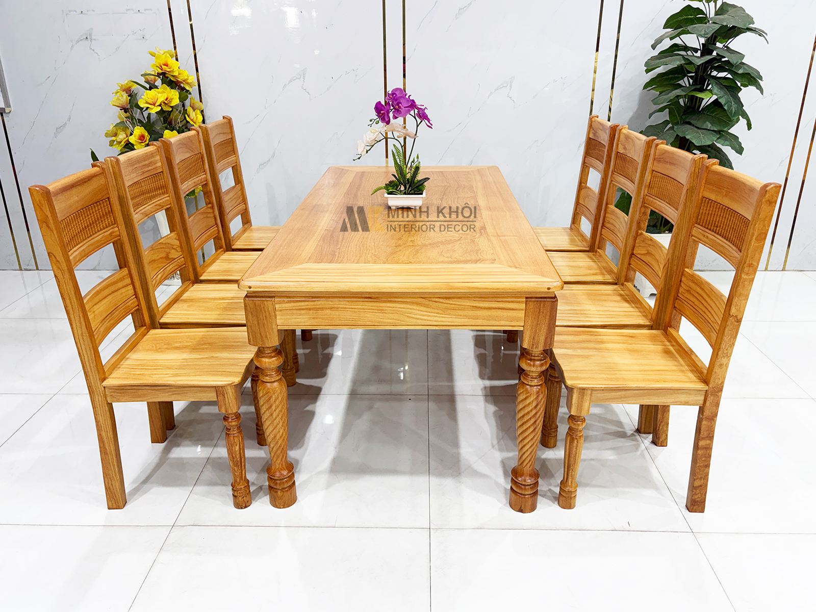 Bàn Ăn Gỗ Gõ Đỏ 8 Ghế Chân Tiện Cao Cấp – BA943