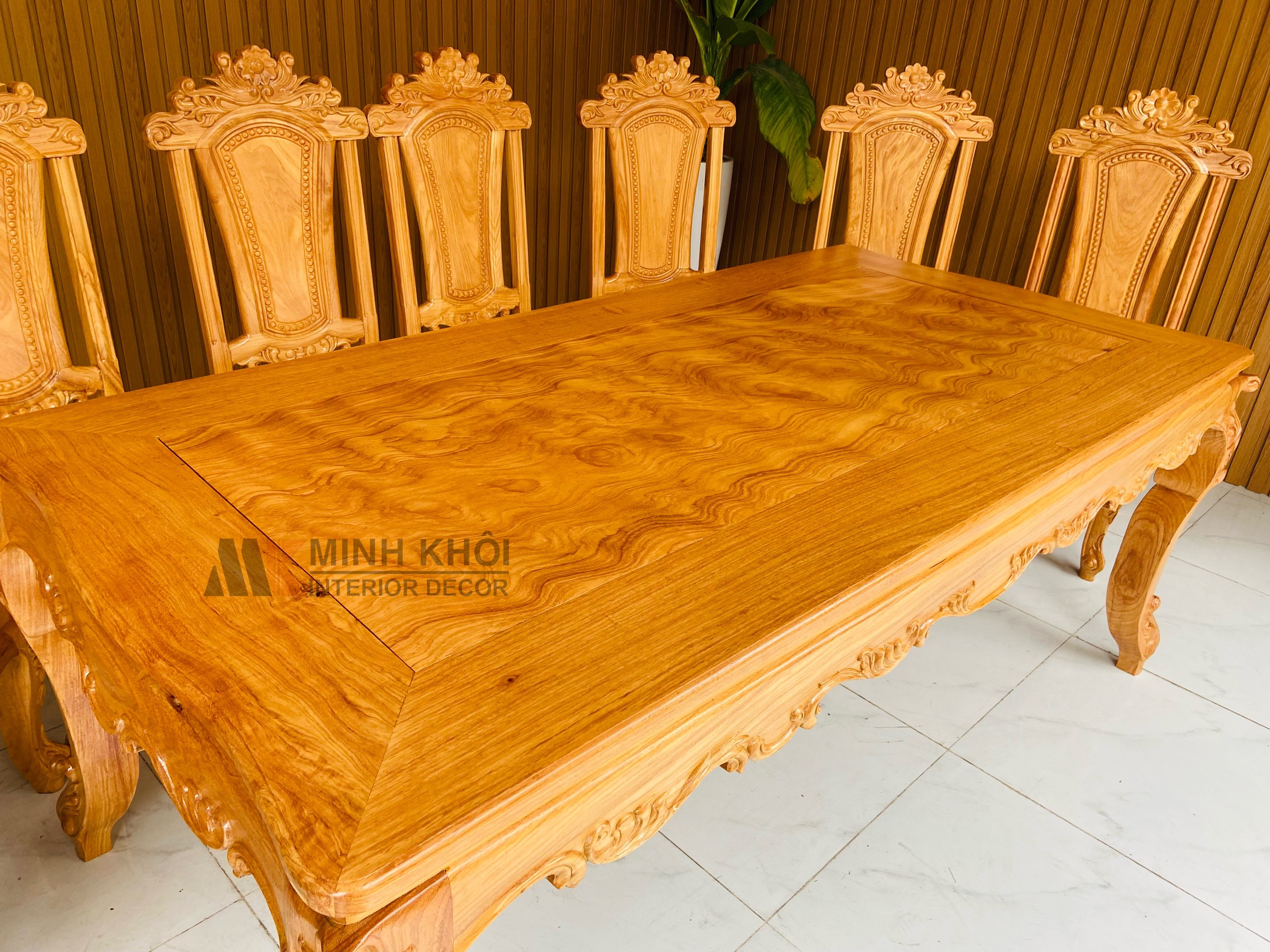 Bàn ăn gõ đỏ Luis 8 ghế 1m9 – BA919