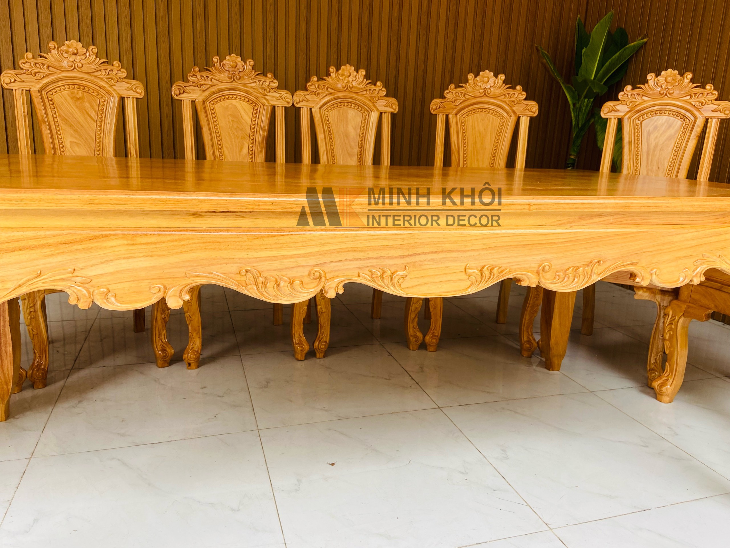 Bàn ăn gõ đỏ Luis 8 ghế 1m9 – BA919