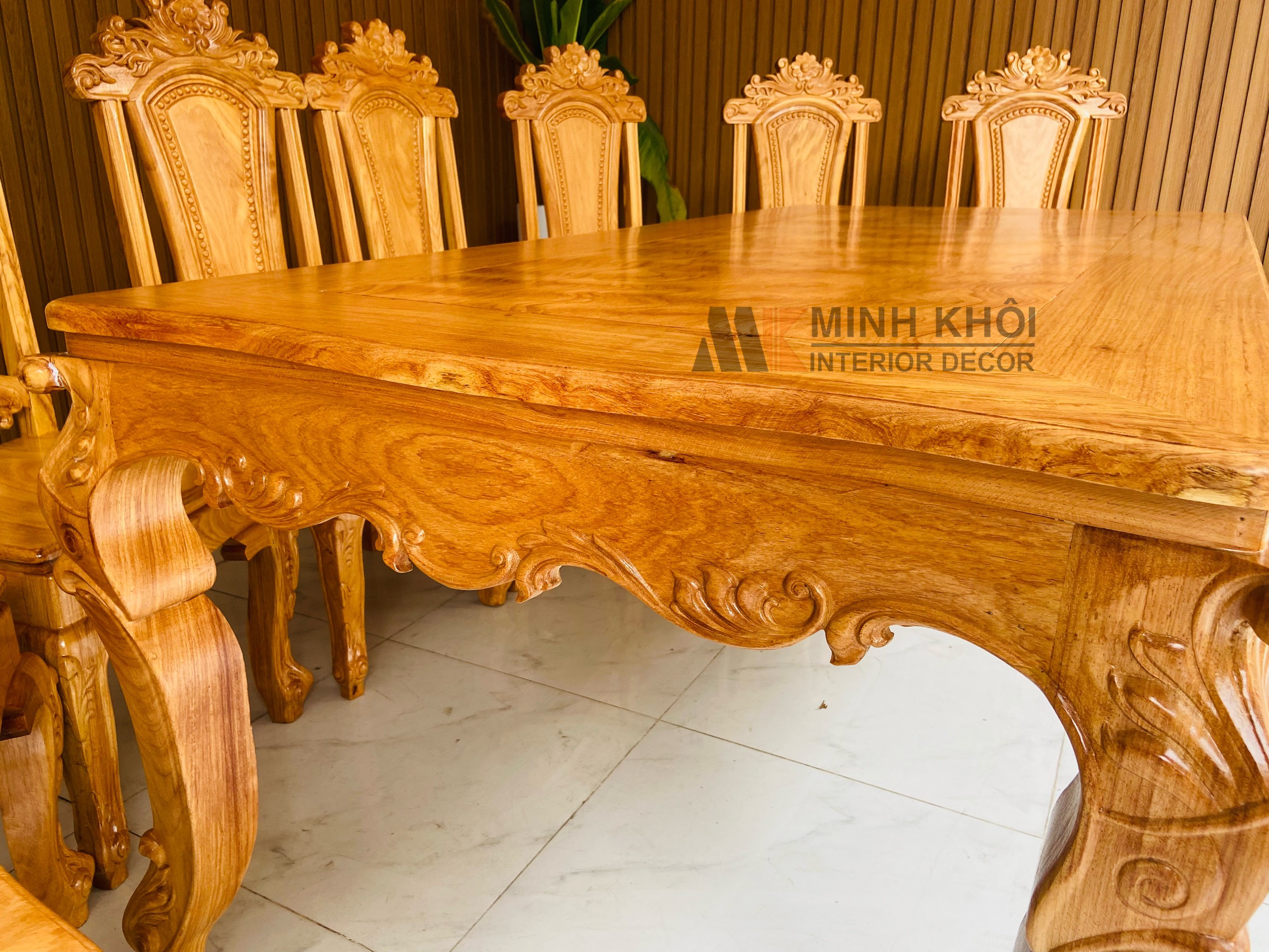 Bàn ăn gõ đỏ Luis 8 ghế 1m9 – BA919