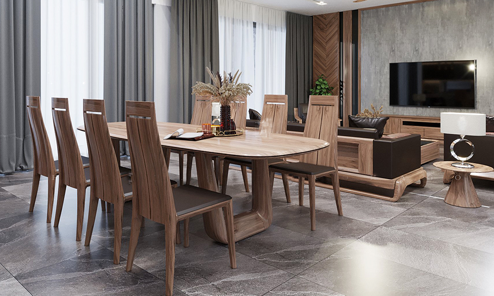 bàn ăn gỗ óc chó có độ bền cao