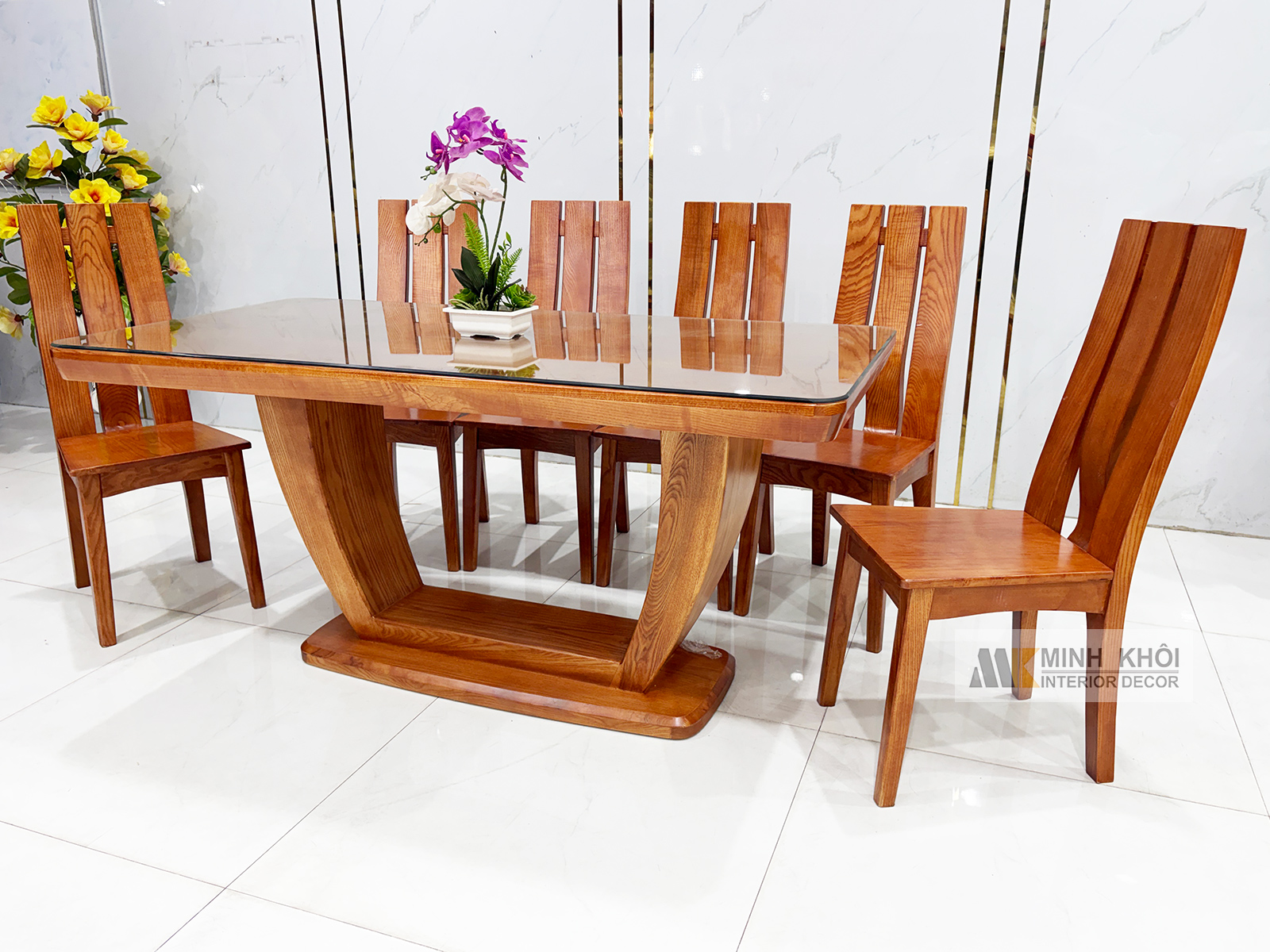 Bàn Ăn Gỗ Sồi Chân Chữ U Hiện Đại – BA288