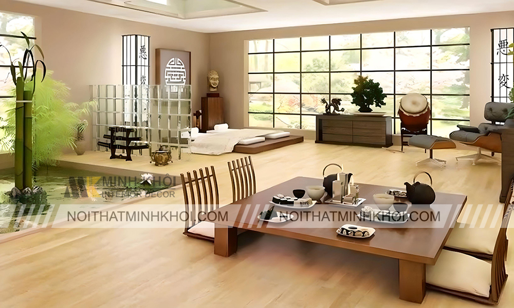 Bàn ăn kiểu Nhật 4 ghế ngồi