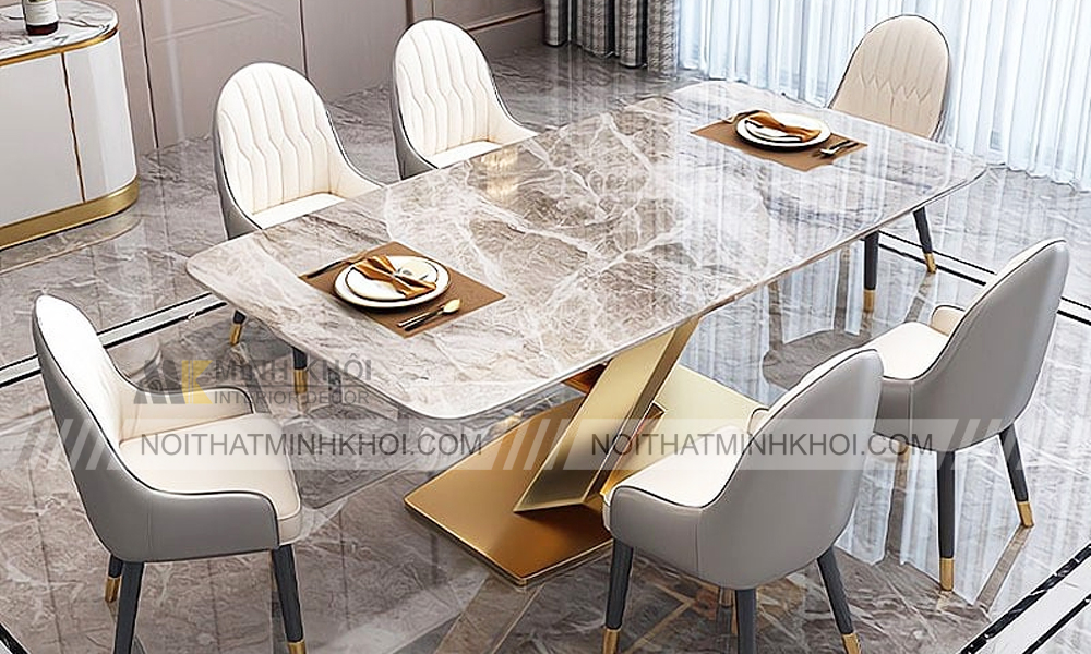 Bộ Bàn Ăn Mặt Đá 6 Ghế Đẹp Sang Trọng