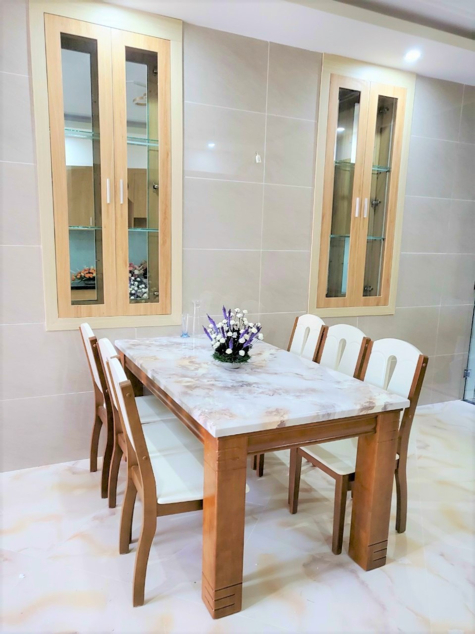 Bàn ăn mặt đá gỗ xoan đào - BA220