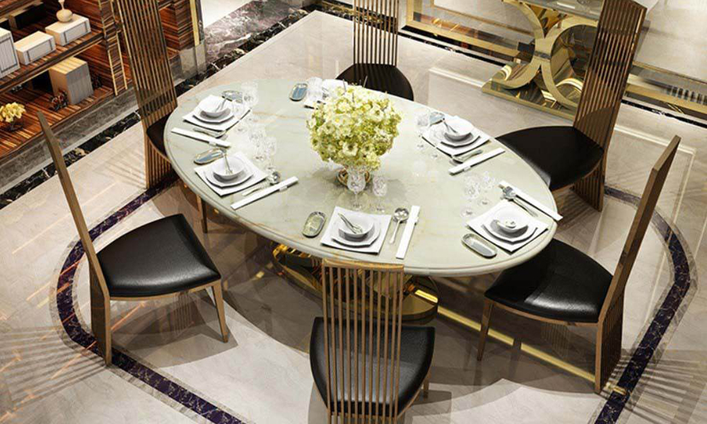 Bàn ăn nhà hàng elip sang trọng