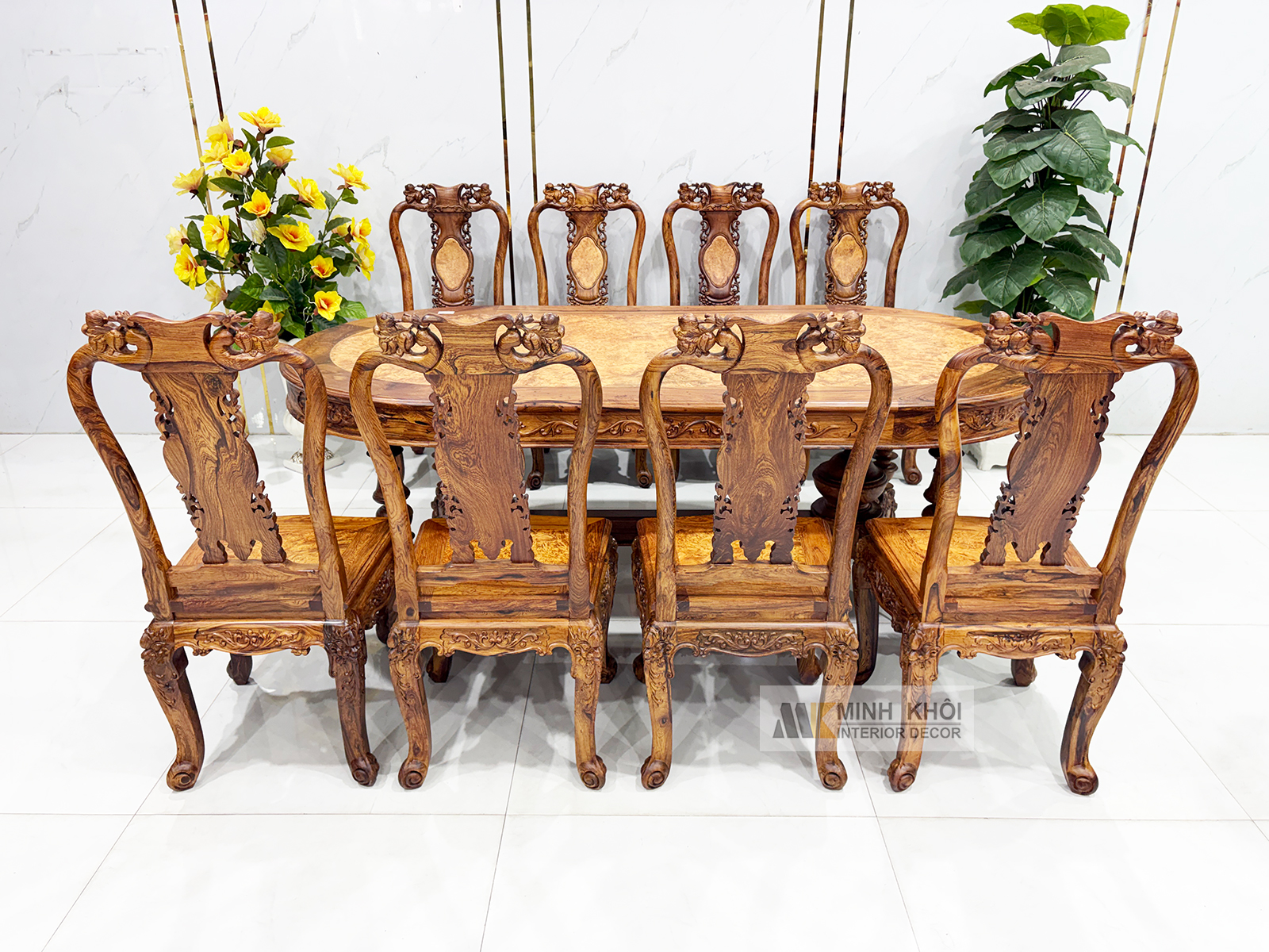 Bàn Ghế Ăn Gỗ Cẩm Lai 8 Ghế Cao Cấp - BA916