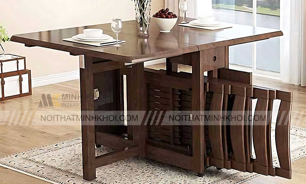 Bộ Bàn Ăn Thông Minh Hiện Đại Gỗ Tự Nhiên