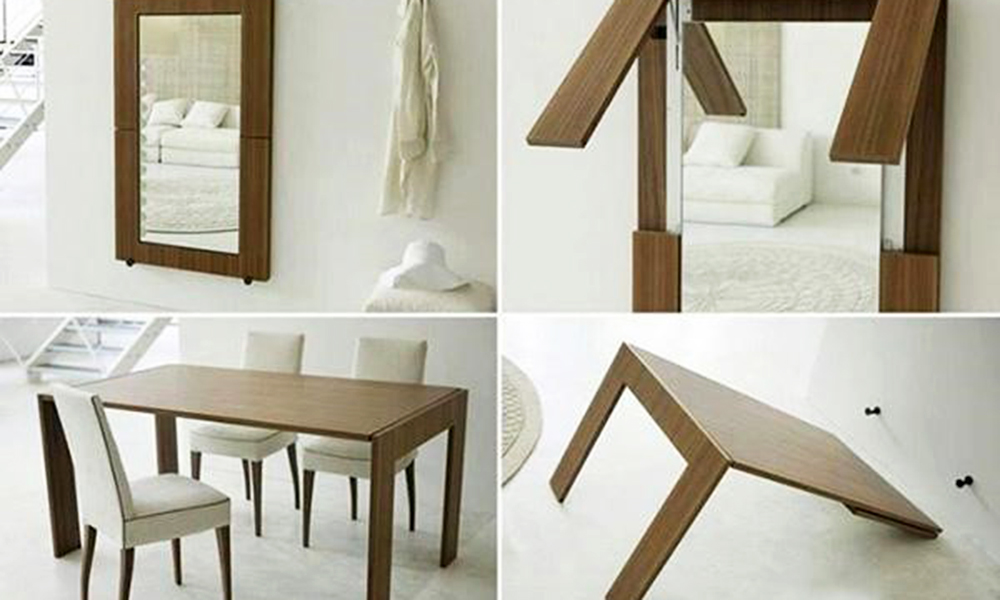 Bàn ăn thông minh treo tường kết hợp gương soi