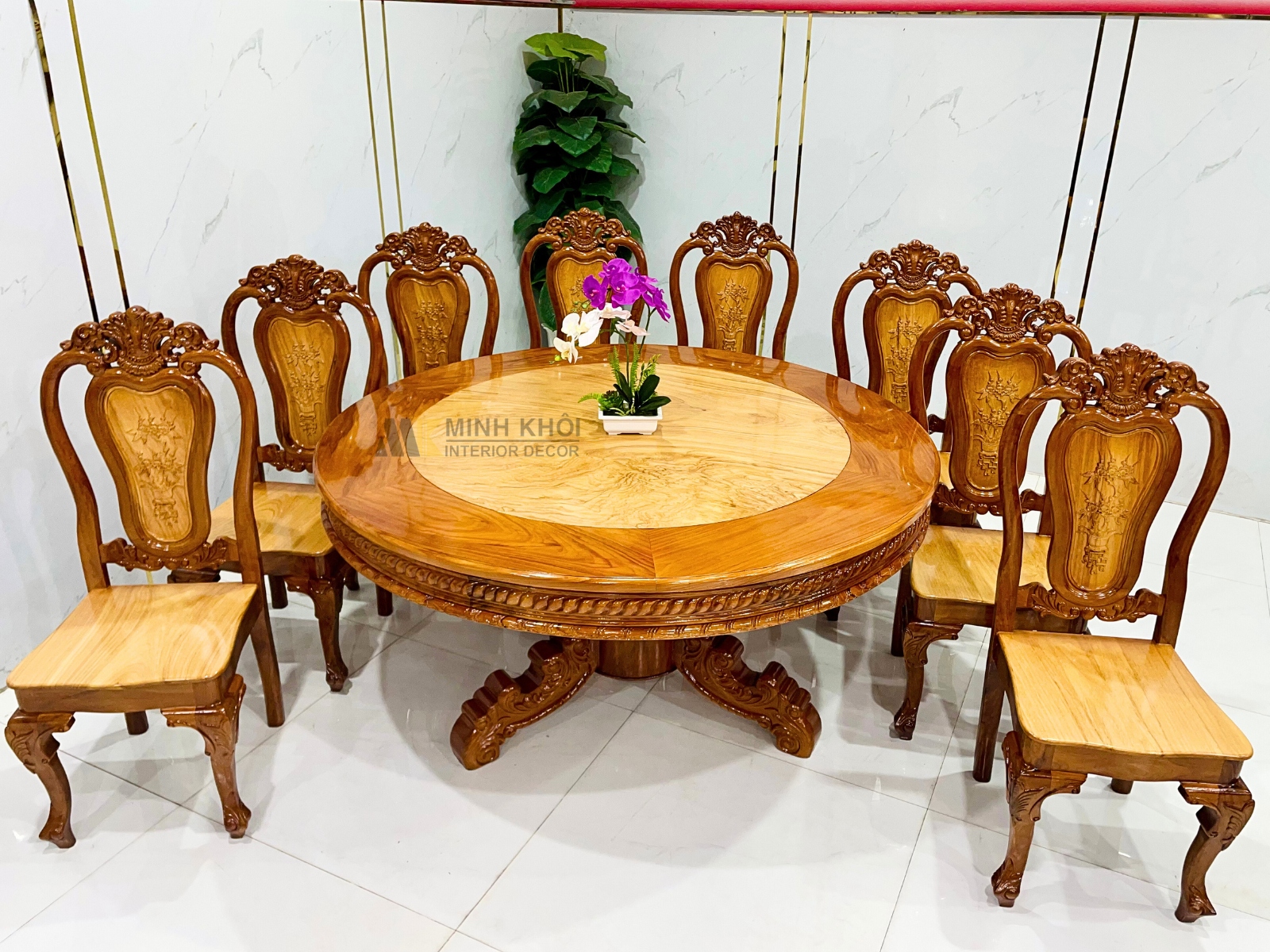 Bàn Ăn Tròn Gỗ Căm Xe Hoàng Gia Cao Cấp - BA969