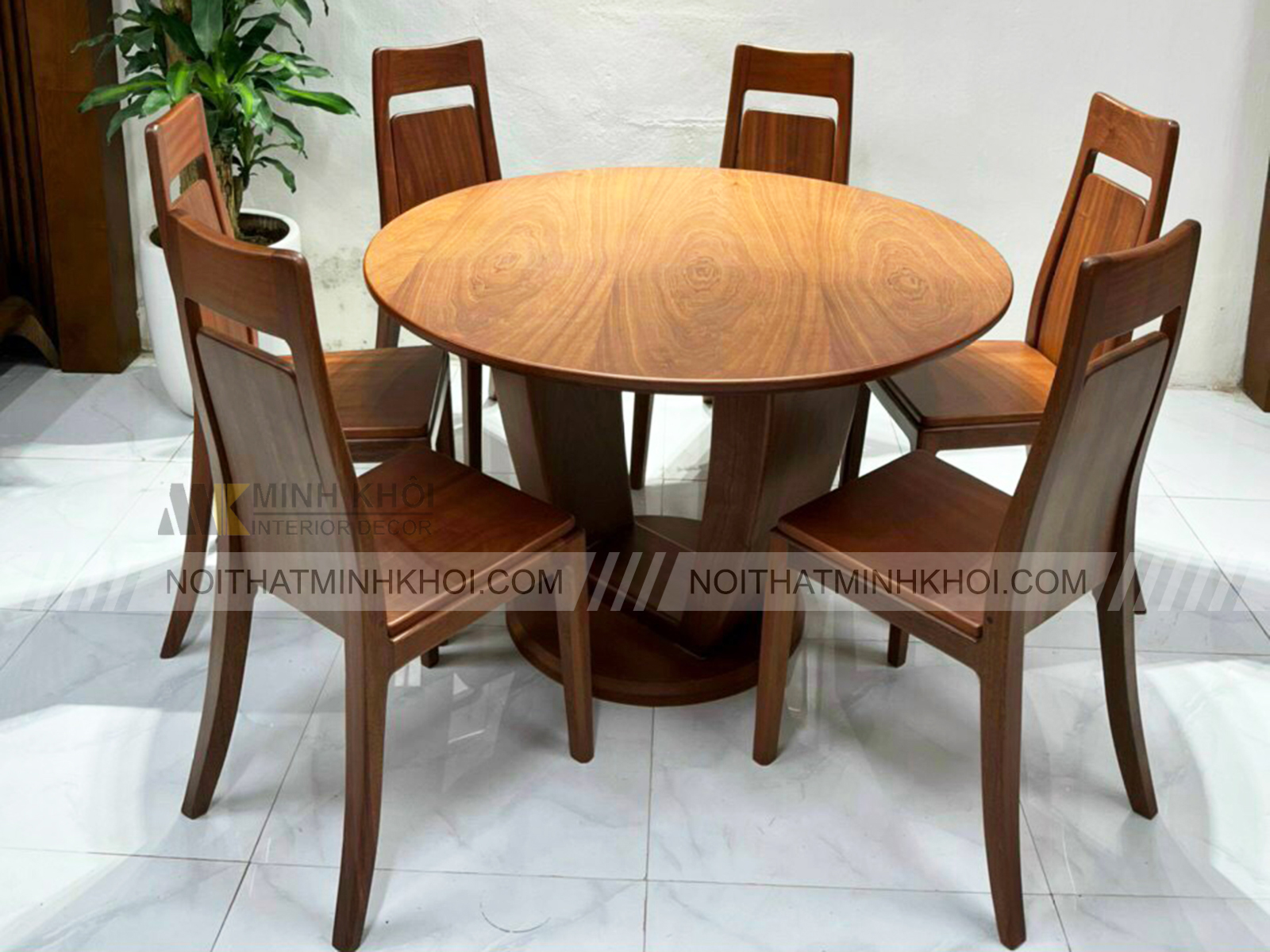 Bàn Ăn Tròn Gỗ Sồi 6 Ghế Hiện Đại - BA238