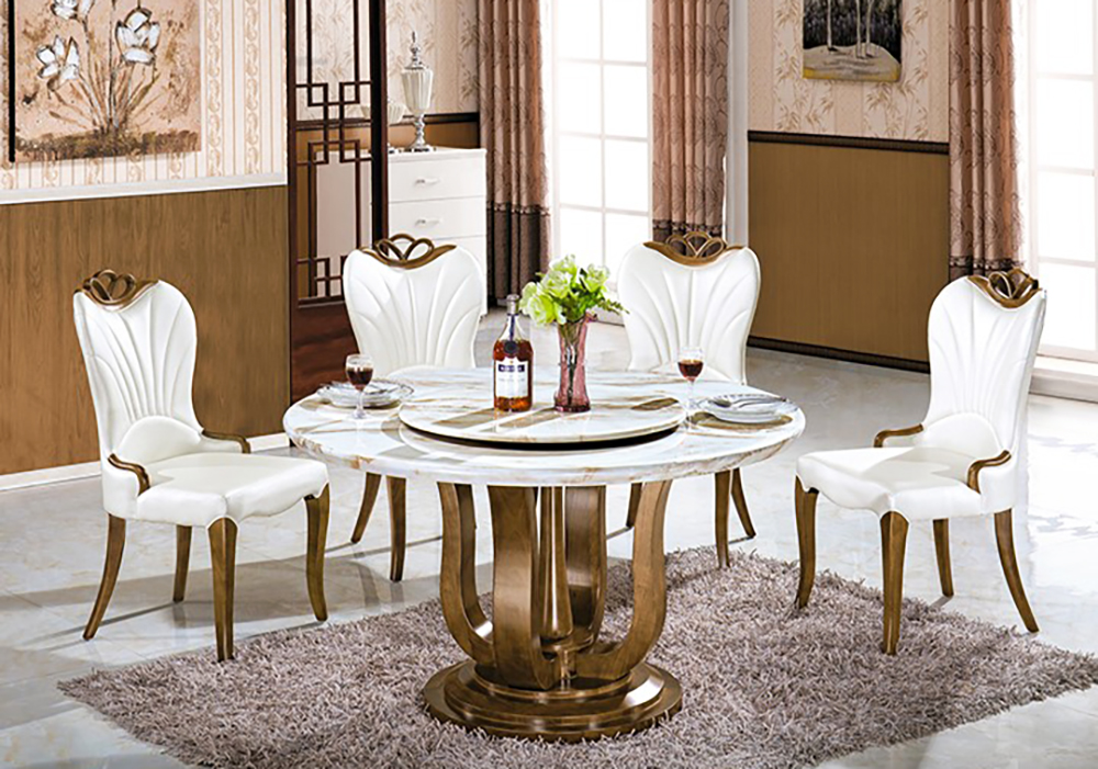 bộ bàn ăn tròn mặt đá đẹp hiện đại