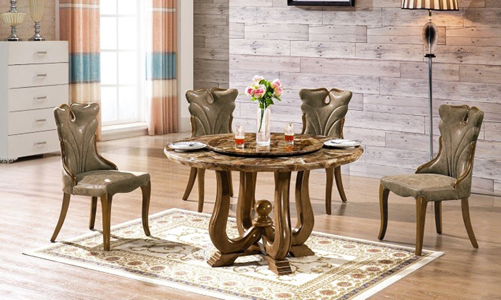 Bộ bàn ăn tròn mặt đá đẹp hiện đại