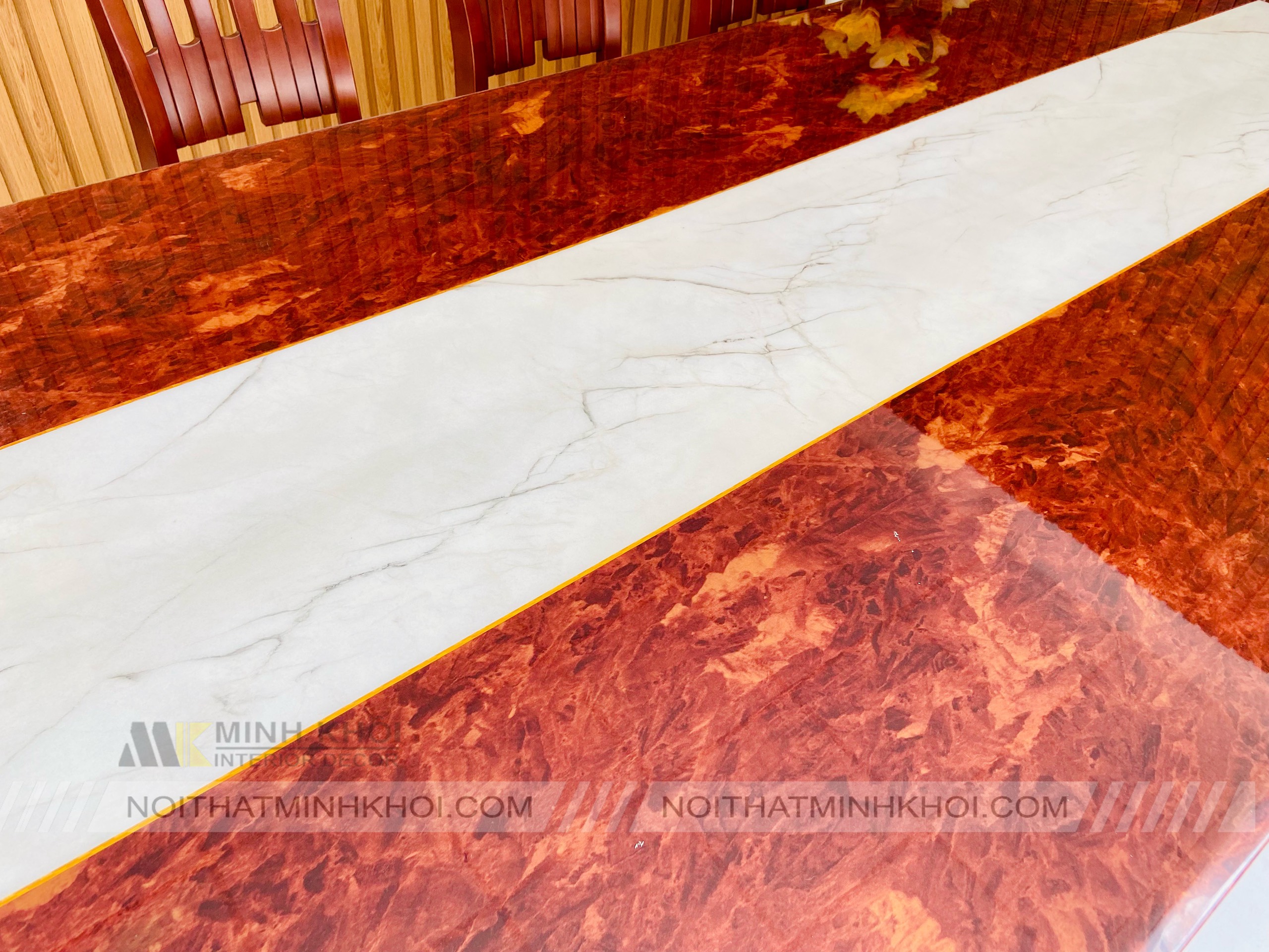 Bàn Ăn Xoan Đào Mặt Đá 8 Ghế 1m9 - BA230