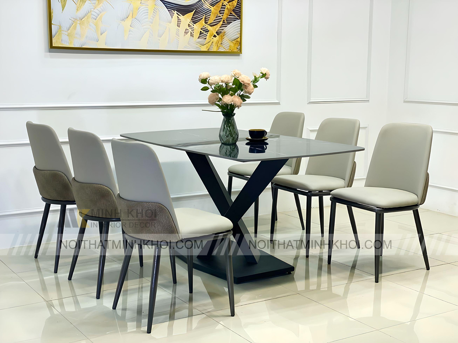 Bàn Ghế Ăn Chân X Hiện Đại 6 Ghế - BAH15