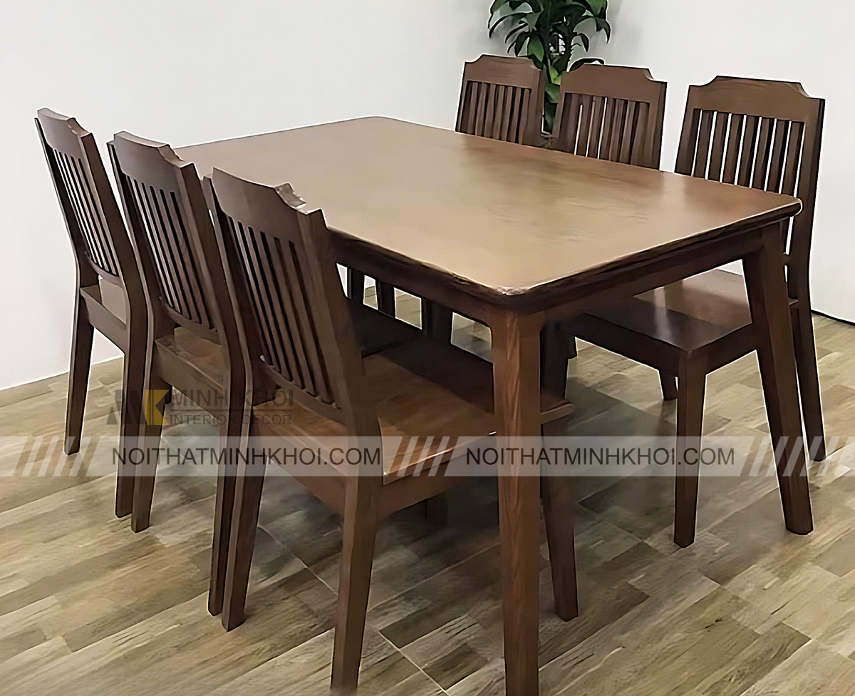 Bàn Ghế Ăn Đẹp Gỗ Sồi Óc Chó Hiện Đại -BA1018