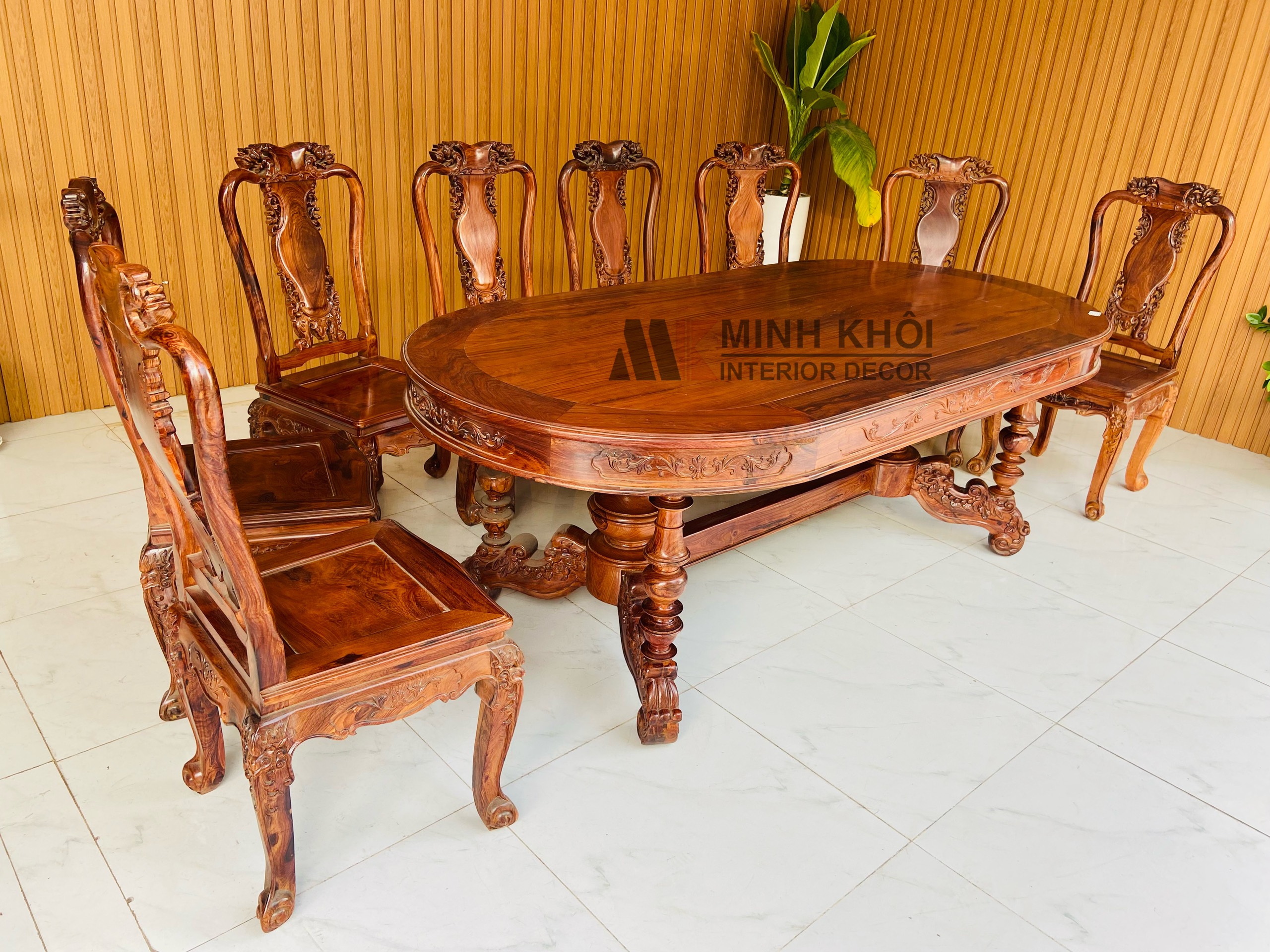 Bàn Ghế Ăn Gỗ Cẩm Lai 8 Ghế Cao Cấp - BA916