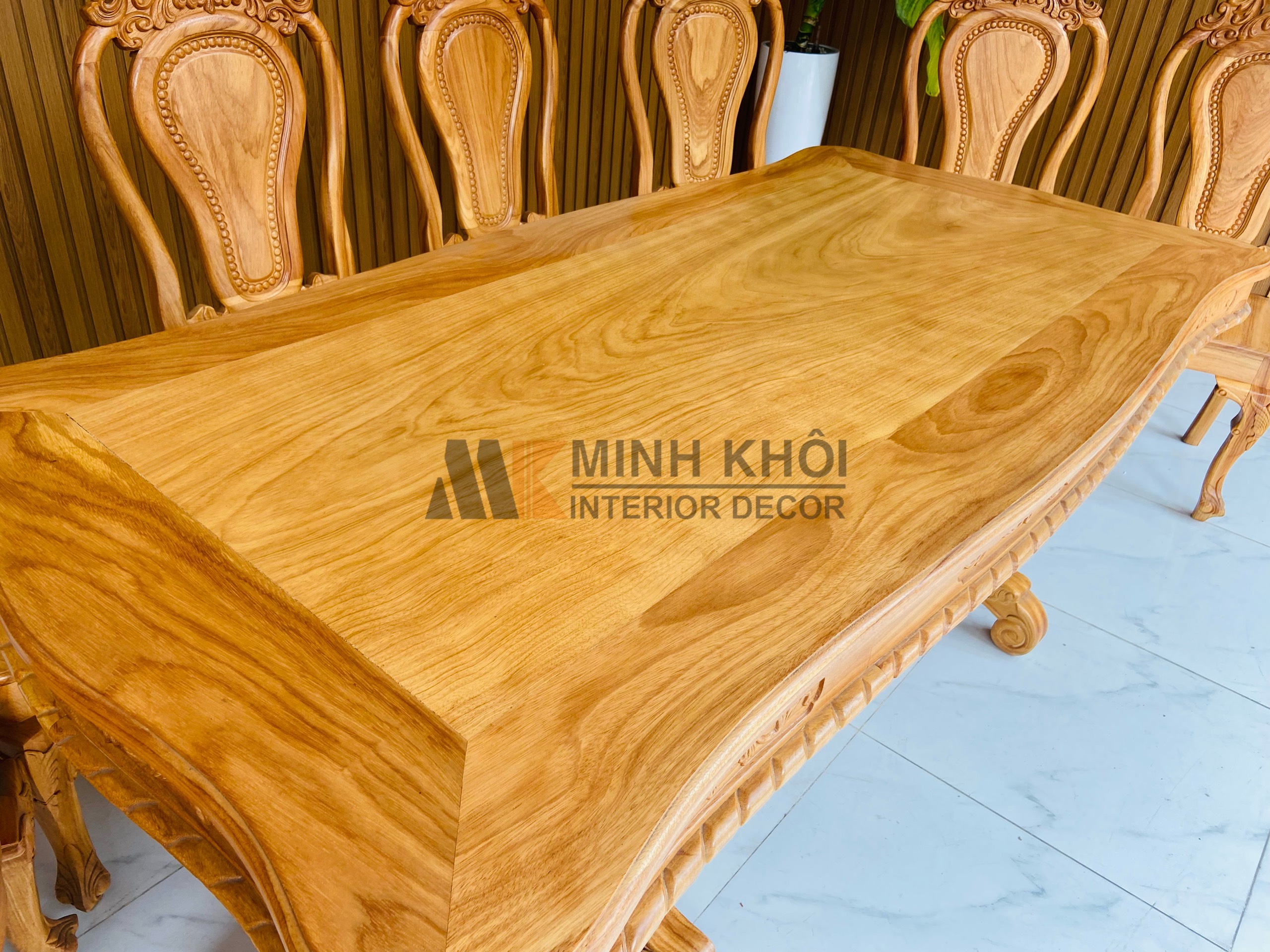 Bàn Ghế Ăn Gõ Đỏ 8 ghế 1m98 - BA1016