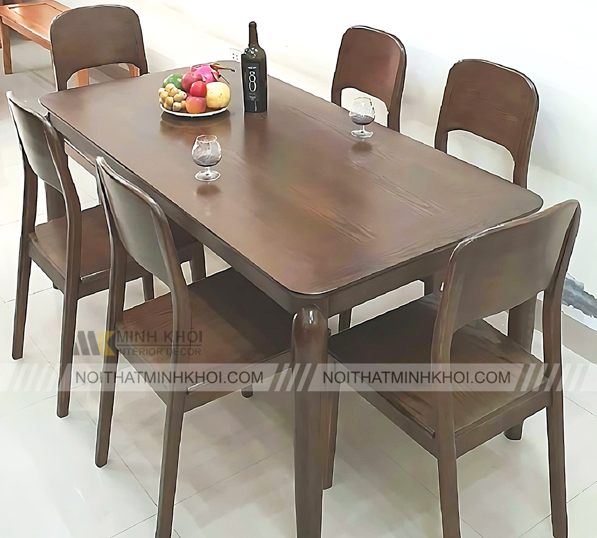 Bàn Ghế Ăn Gỗ Sồi Óc Chó Phong Cách Hàn Quốc - BA1022