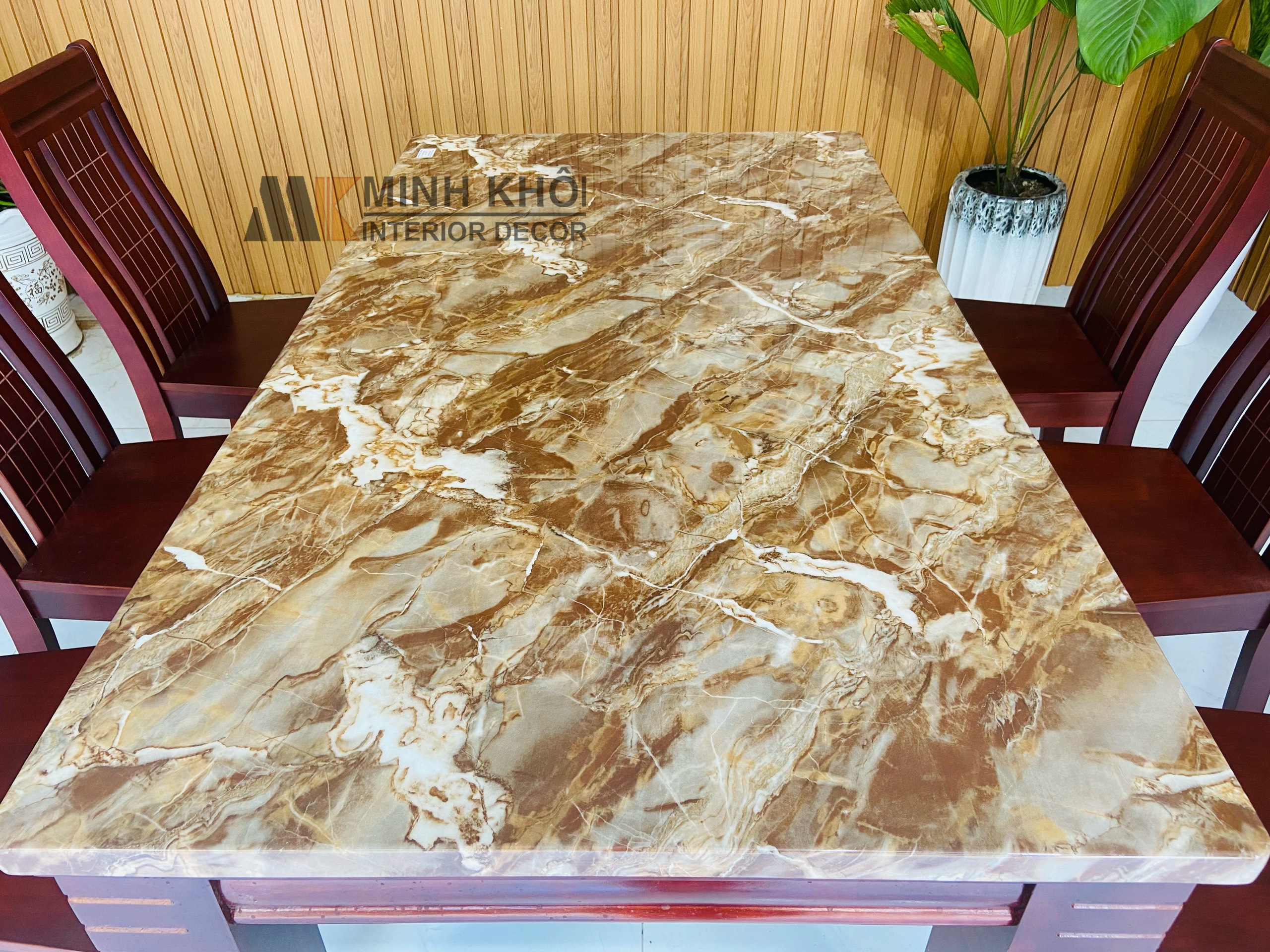 Bàn Ghế Ăn Gỗ Xoan Đào Mặt Đá 6 Ghế - BA1010