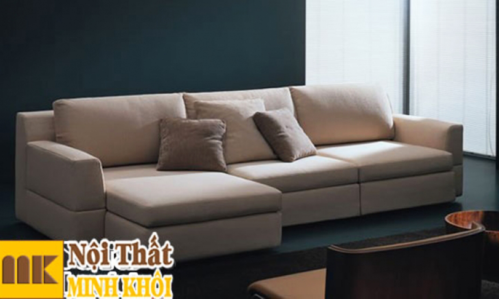 Bàn ghế sofa phòng khách nhỏ chữ L màu kem - SF2630