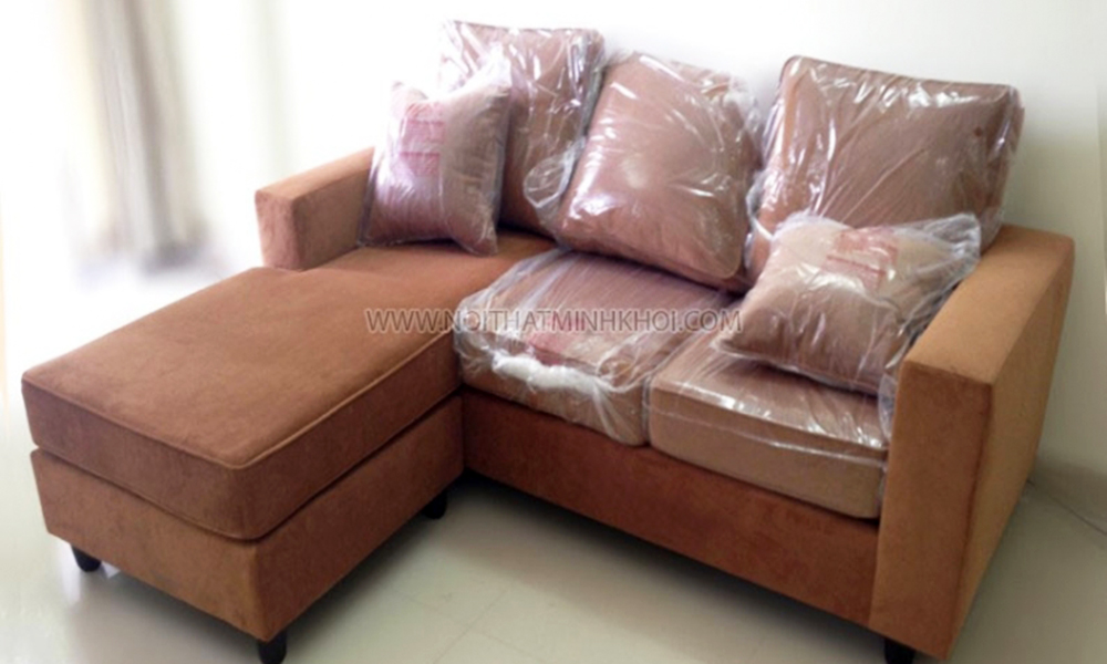 Bàn ghế sofa phòng khách nhỏ vải microfiber màu da bò - SLN02