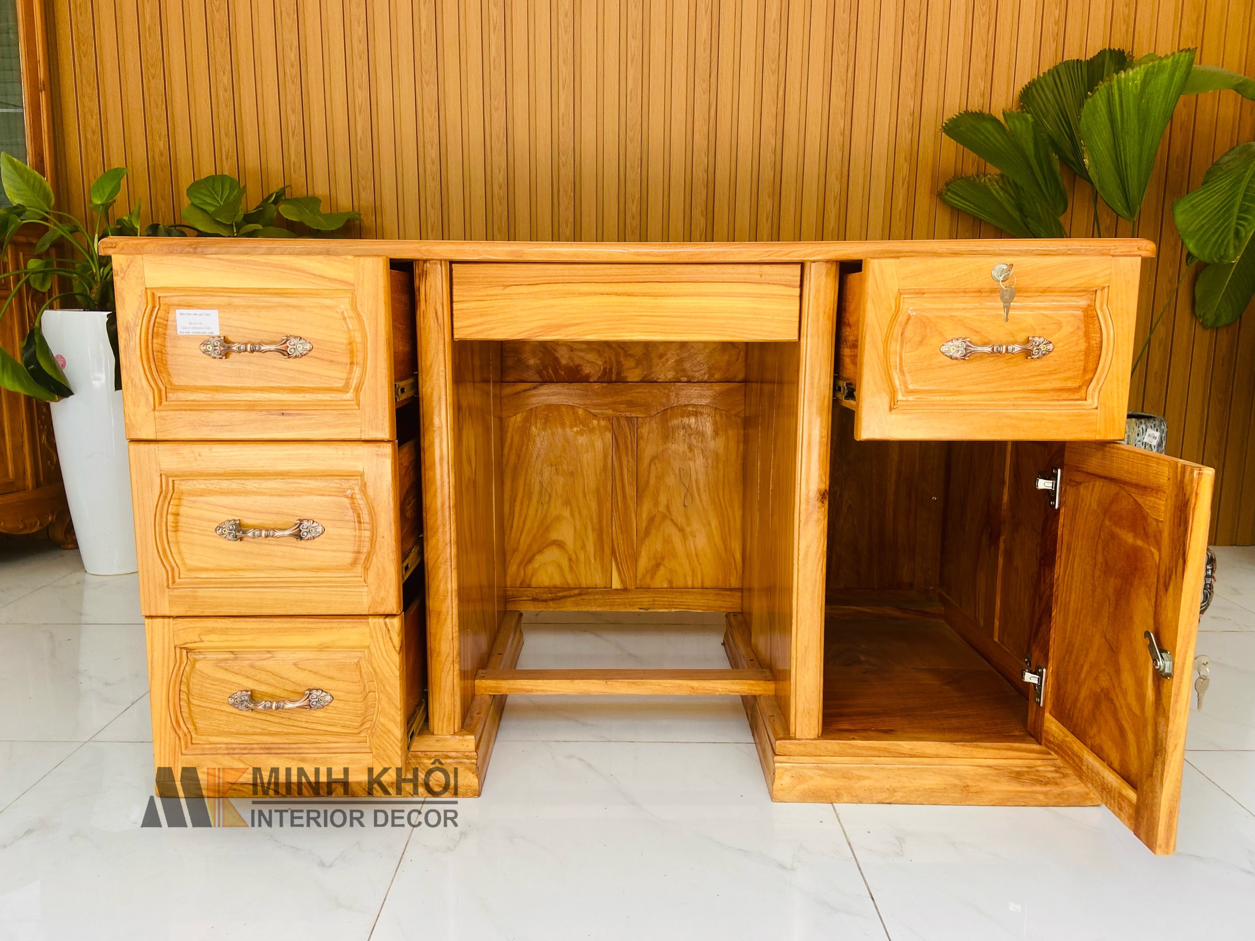 Bàn Làm Việc Gõ Đỏ 1m4 - BLV906