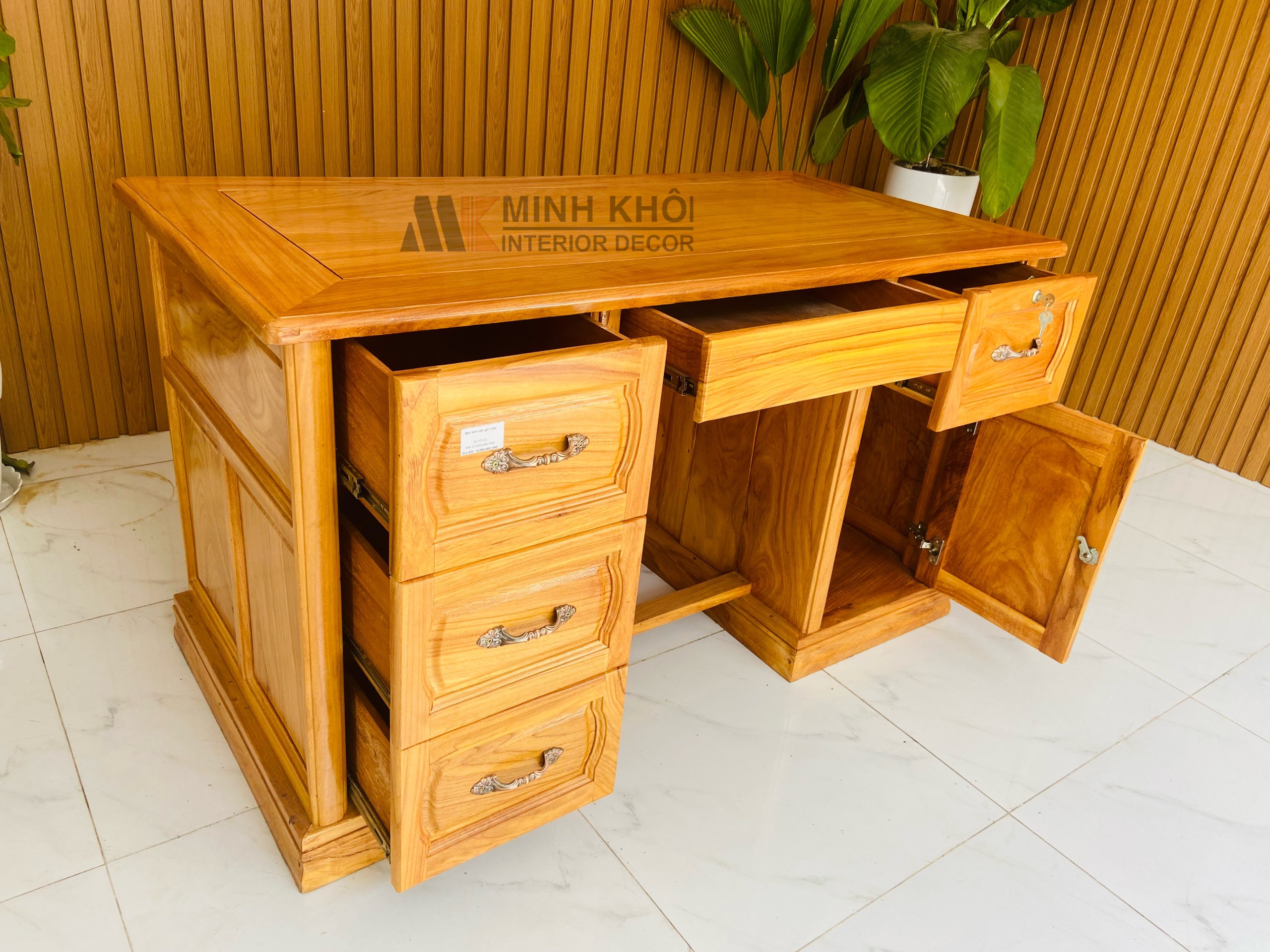 Bàn Làm Việc Gõ Đỏ 1m4 - BLV906