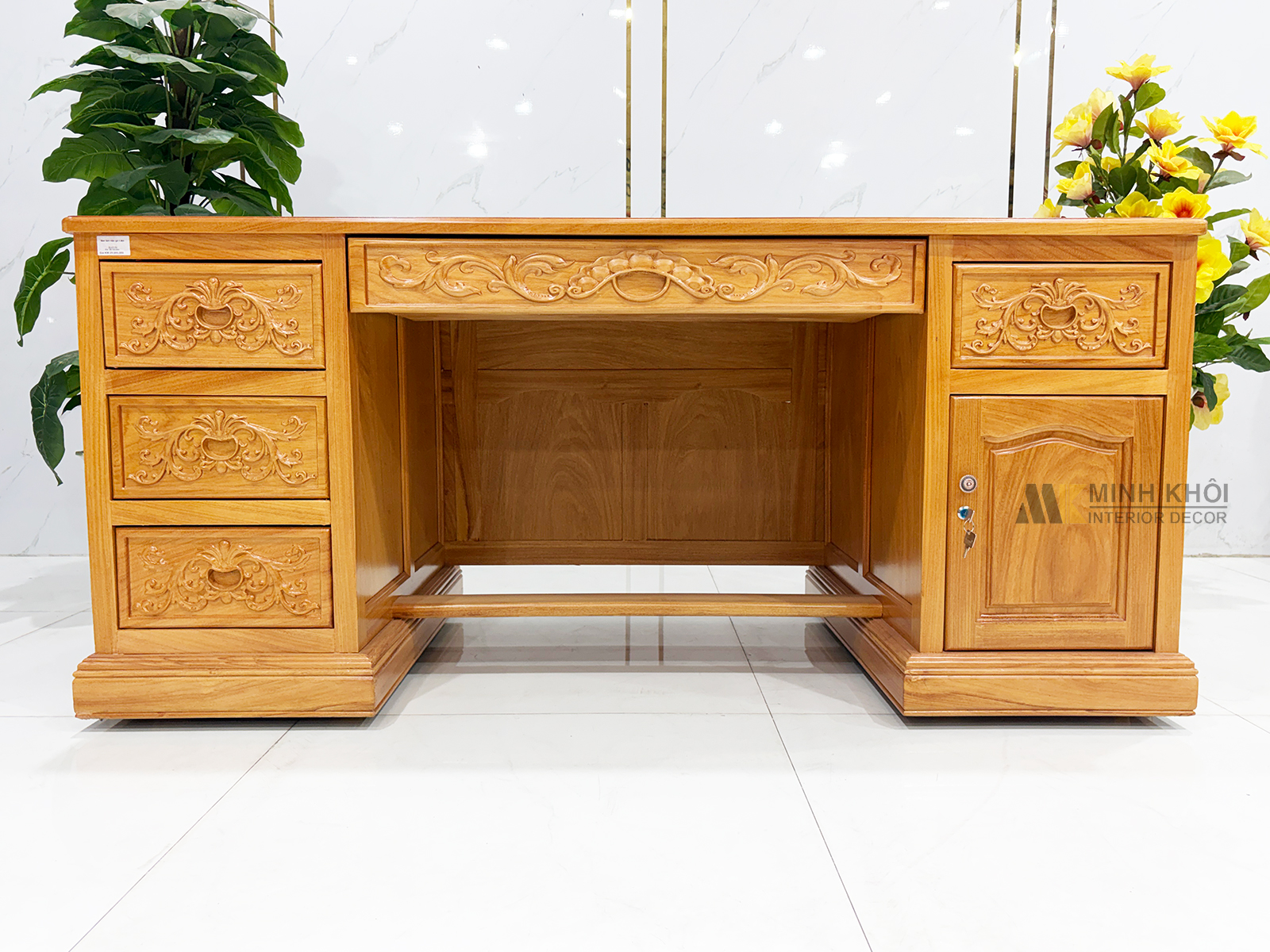 Bàn Làm Việc Gỗ Gõ Đỏ Thiết Kế Hiện Đại - BLV994
