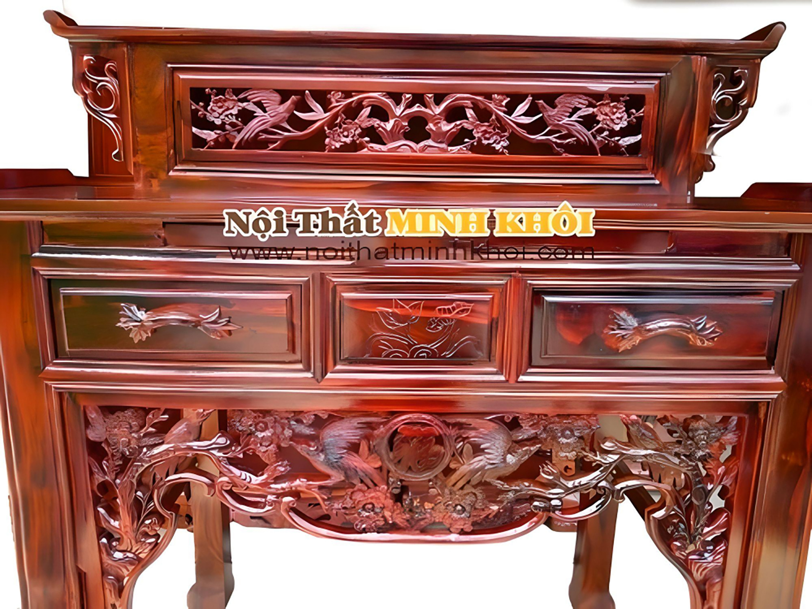 Bàn Thờ Gia Tiên 2 Tầng Gỗ Cẩm Thị 1m27 - BT205