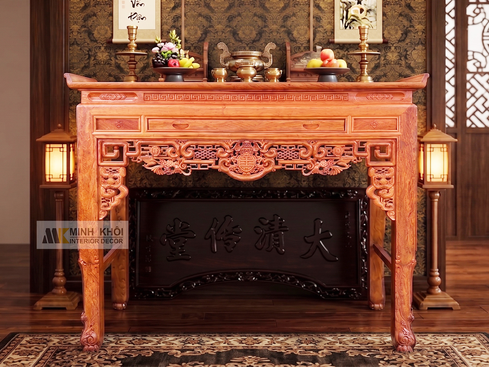 Bàn Thờ Gia Tiên Gỗ Hương Đá Ngũ Phúc - BT913