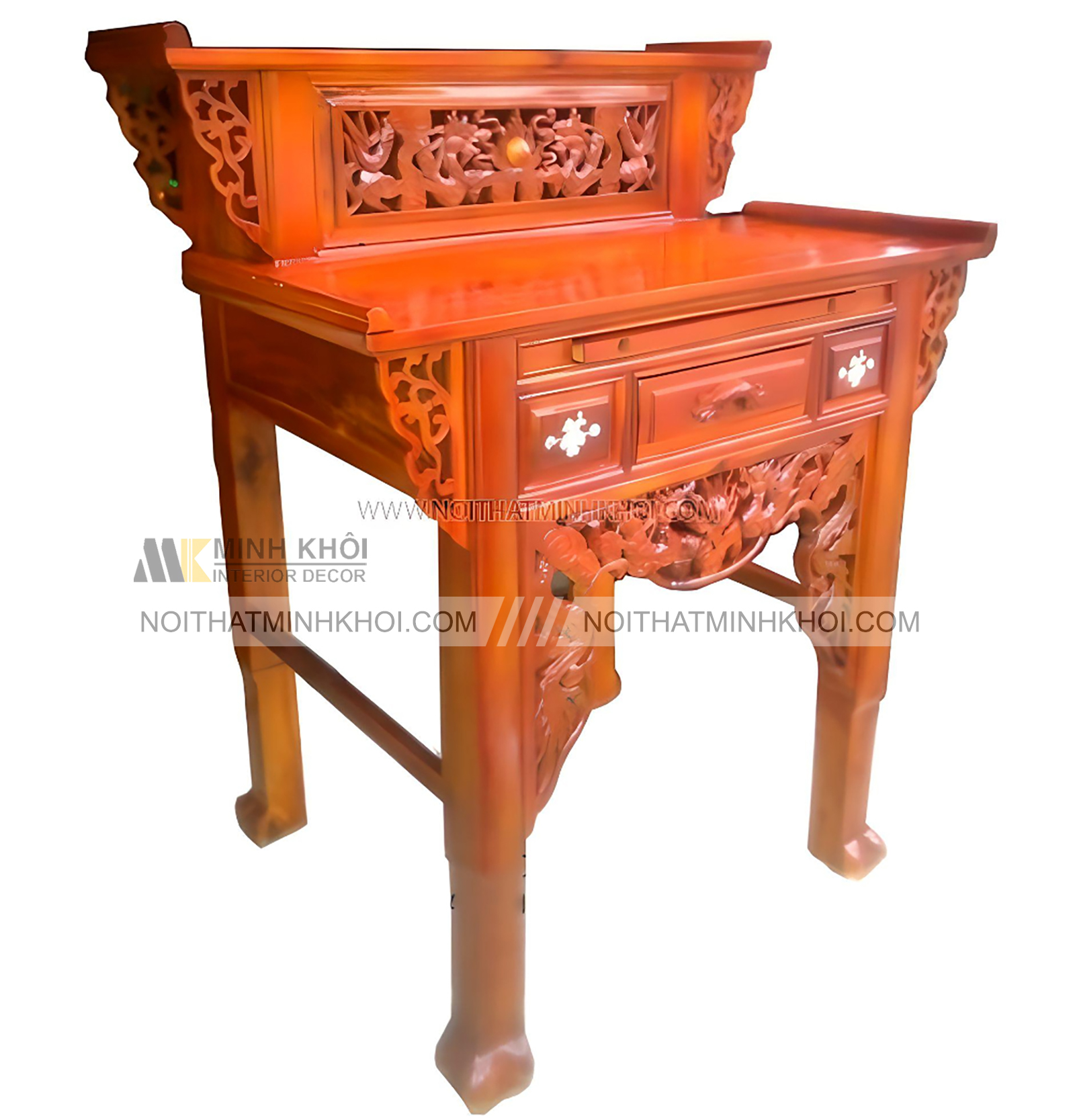 Bàn Thờ Gỗ Căm Xe 2 Tầng Chạm Rồng - BT204