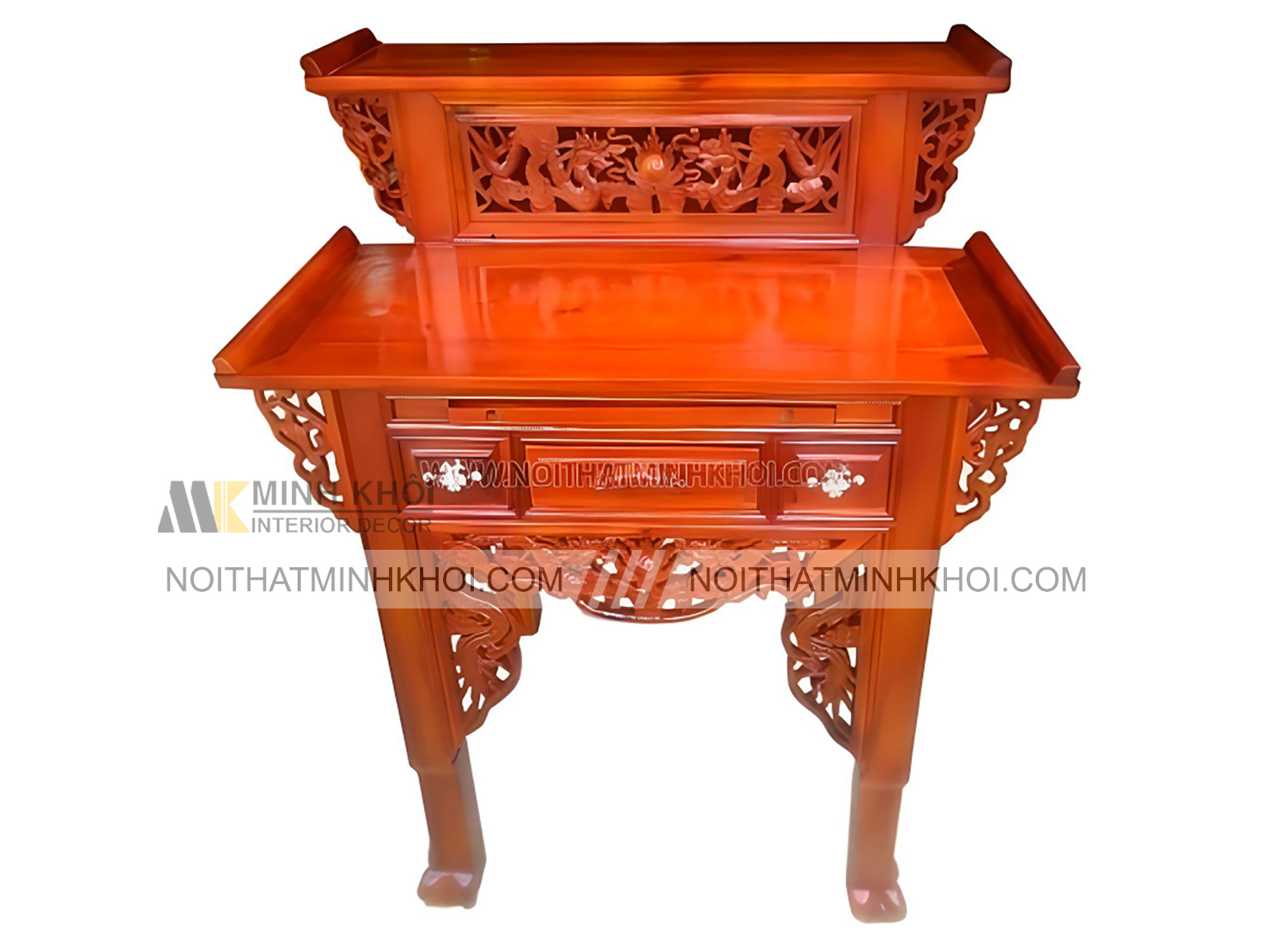 Bàn Thờ Gỗ Căm Xe 2 Tầng Chạm Rồng - BT204