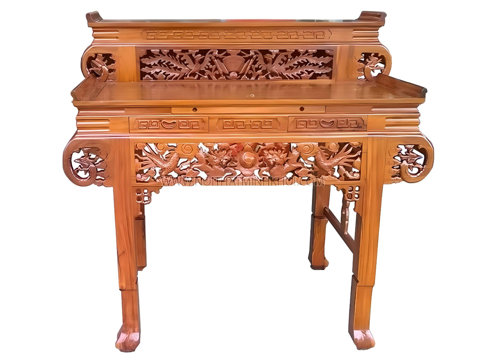 Bàn Thờ Gỗ Căm Xe Chạm Phượng Hoàng 1m47 - BT216