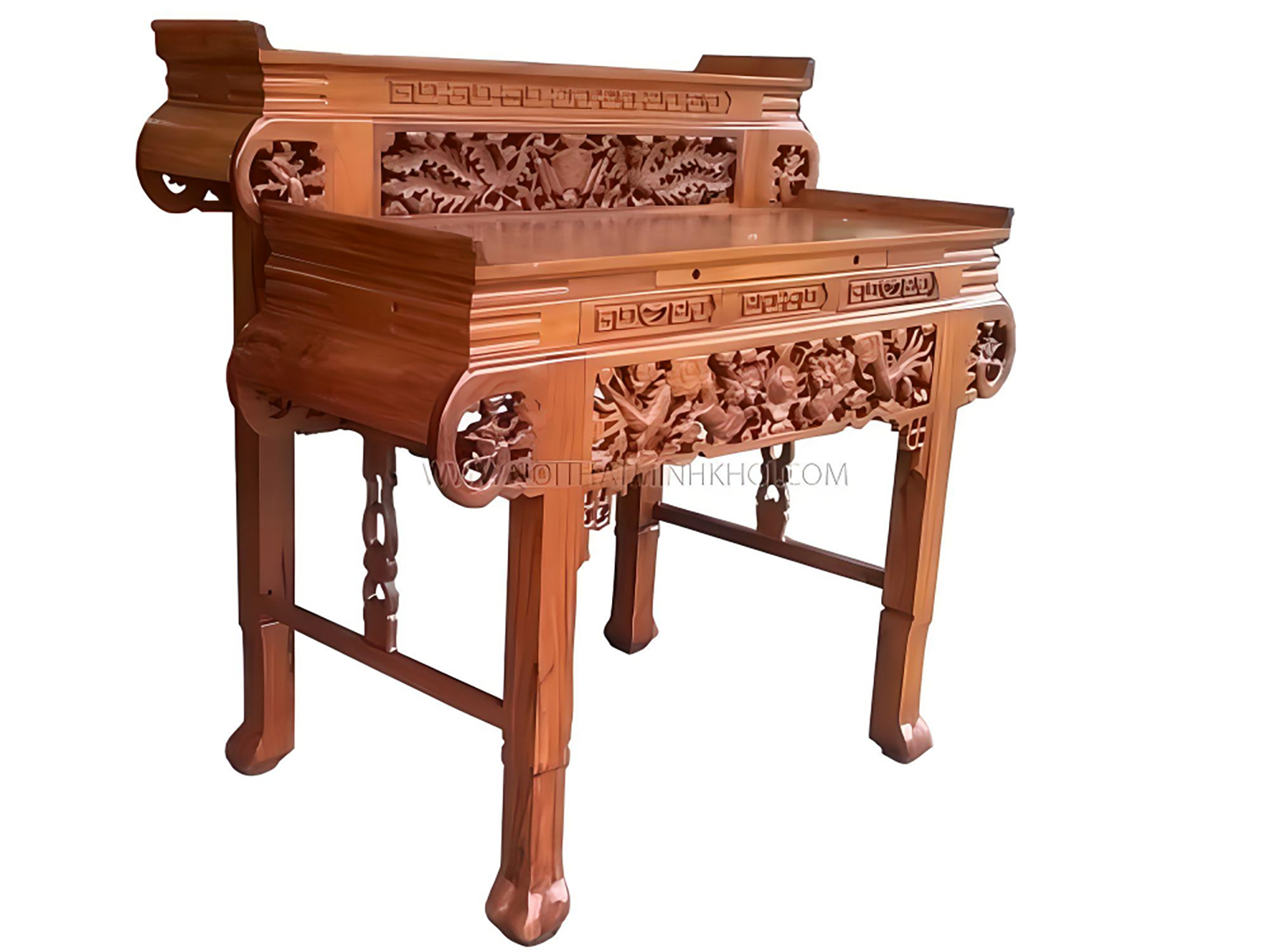 Bàn Thờ Gỗ Căm Xe Chạm Phượng Hoàng 1m47 - BT216