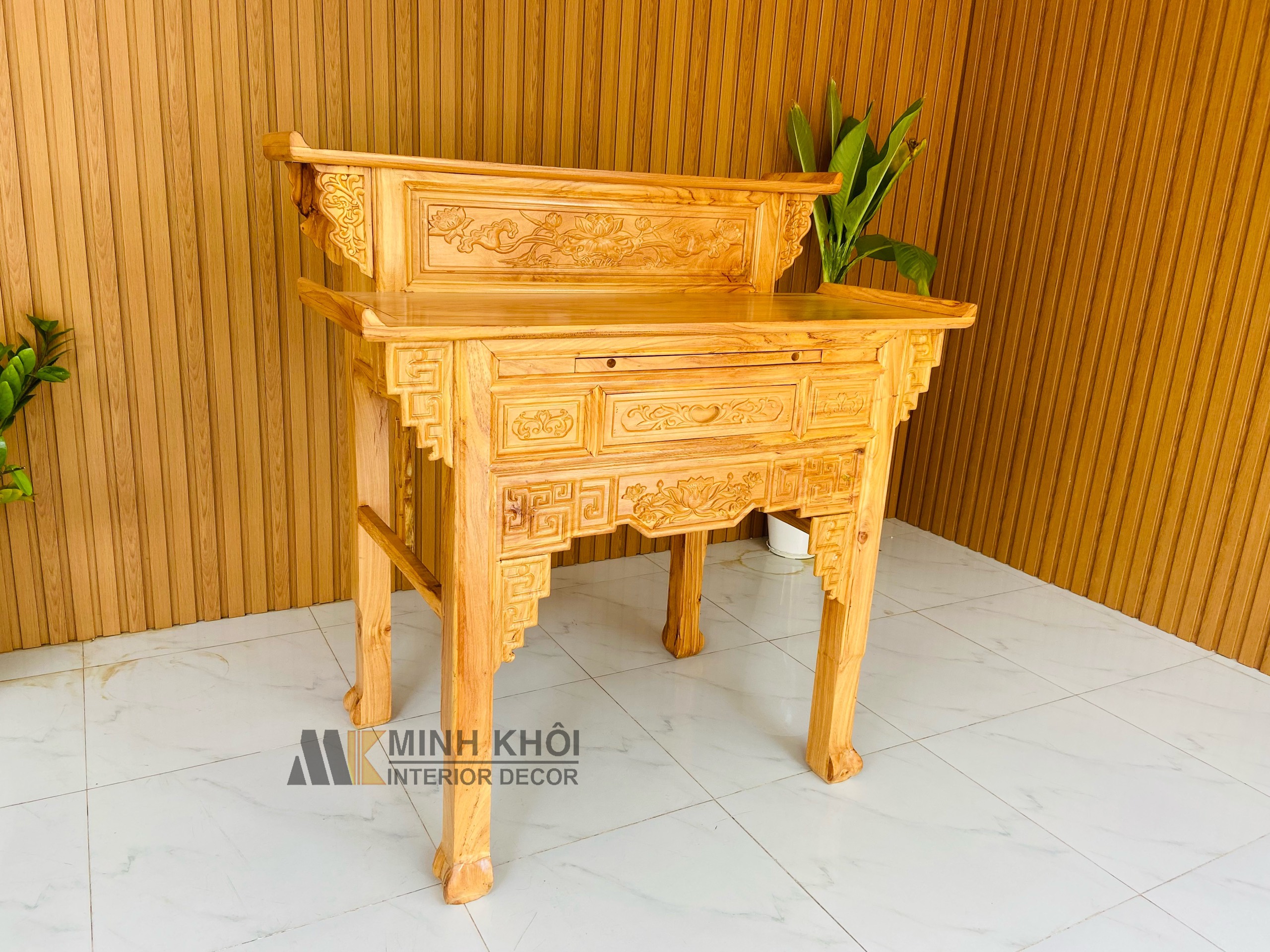 Bàn Thờ Gỗ Gõ Đỏ 2 Tầng Diềm - BT906